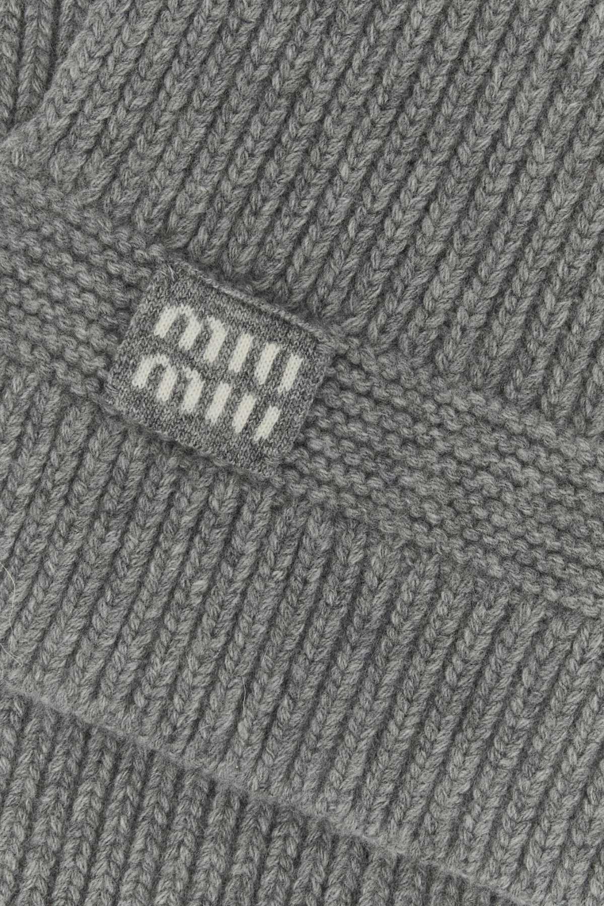 Miu Miu Women Grey Wool Blend Scarf MIU MIU