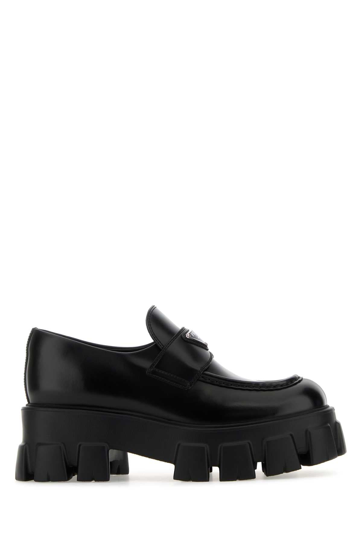 Prada Women Black Leather Monolith Loafers PRADA