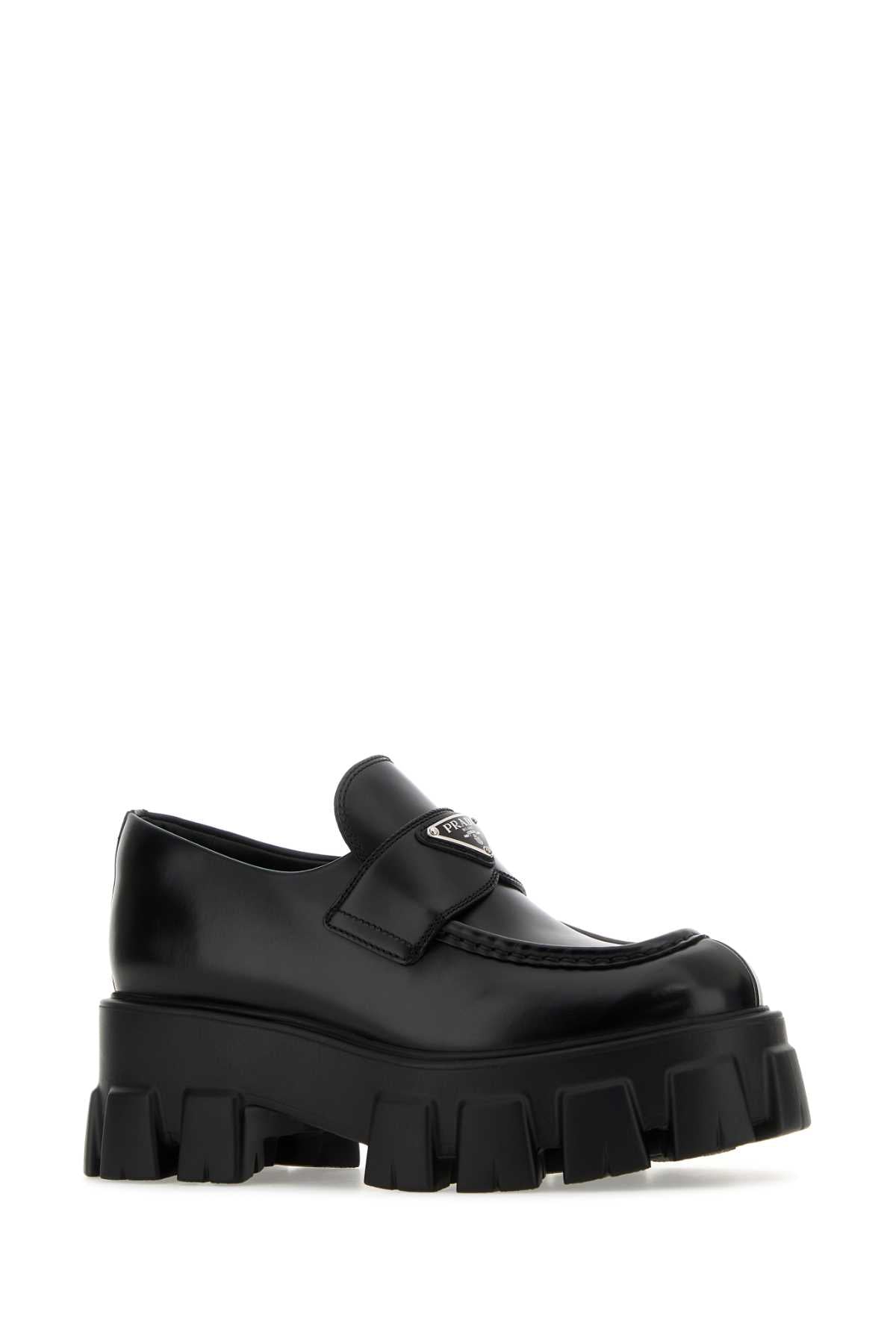 Prada Women Black Leather Monolith Loafers PRADA