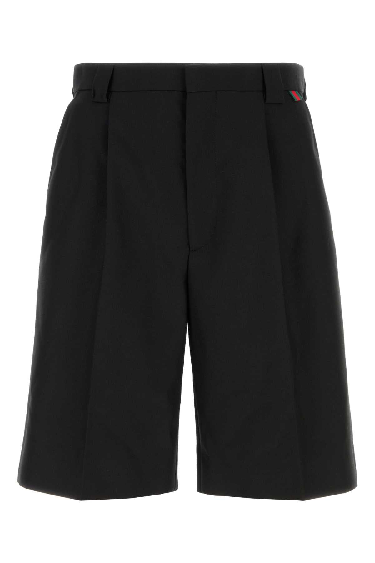Gucci Men Black Twill Bermuda Shorts GUCCI