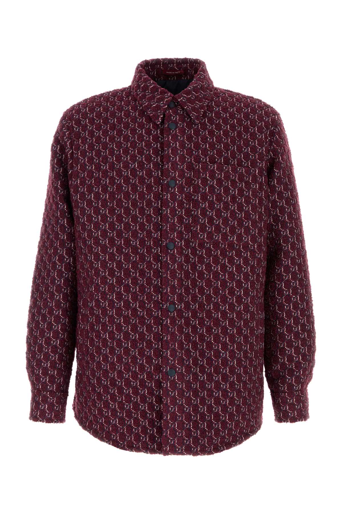 Gucci Men Burgundy Boucle Padded Shirt GUCCI