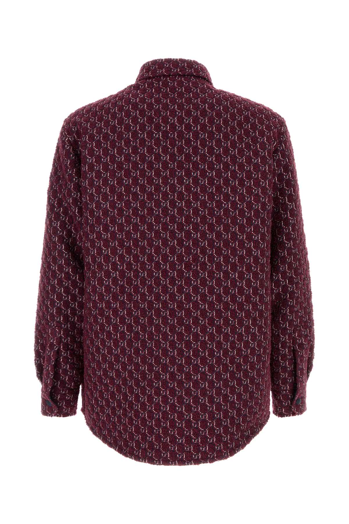 Gucci Men Burgundy Boucle Padded Shirt GUCCI