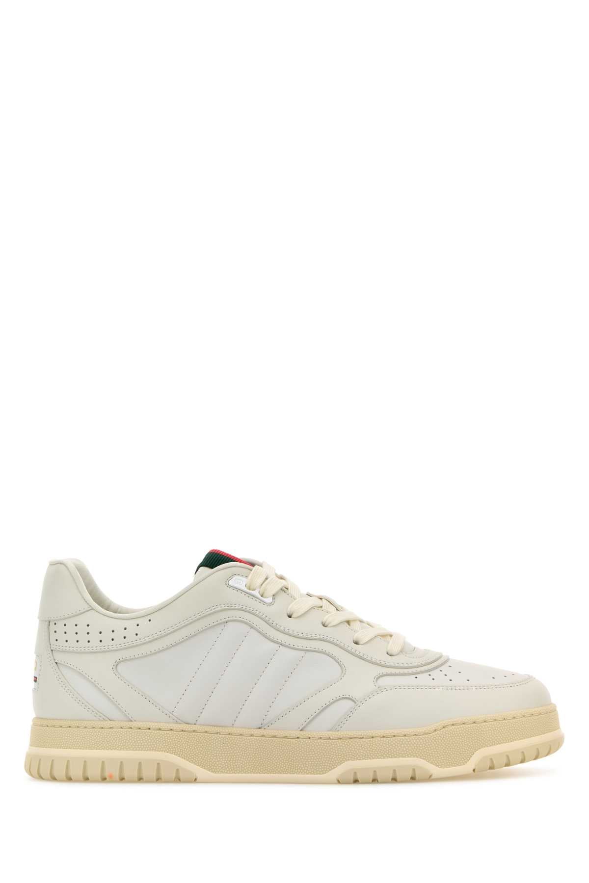 Gucci Men White Leather Re-Web Sneakers GUCCI
