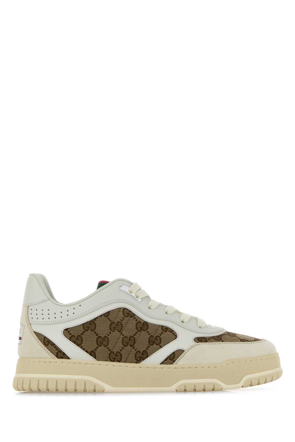 Gucci Men Multicolor Leather And Gg Supreme Fabric Re-Web Sneakers GUCCI