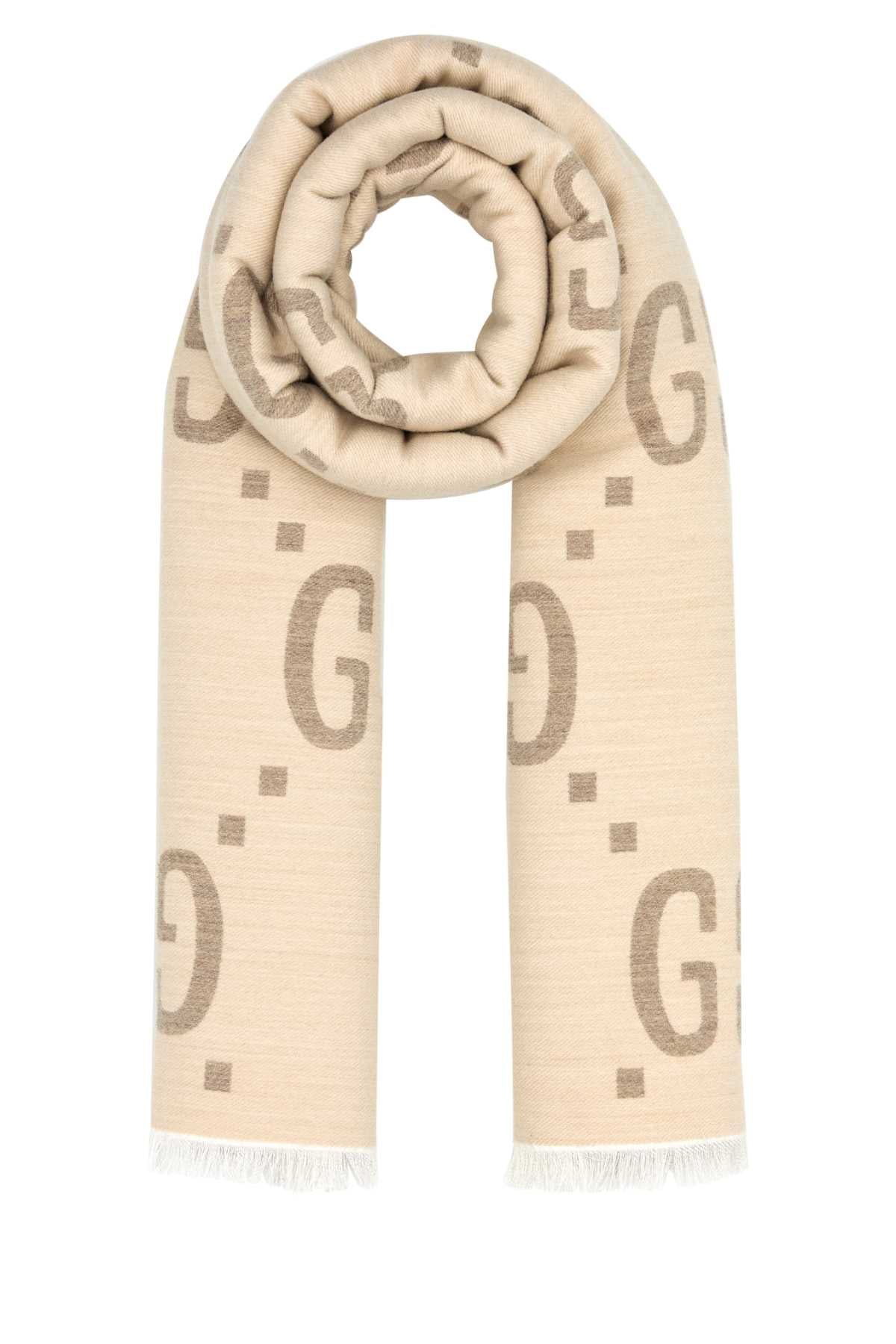 Gucci Men Embroidered Wool Blend Scarf GUCCI