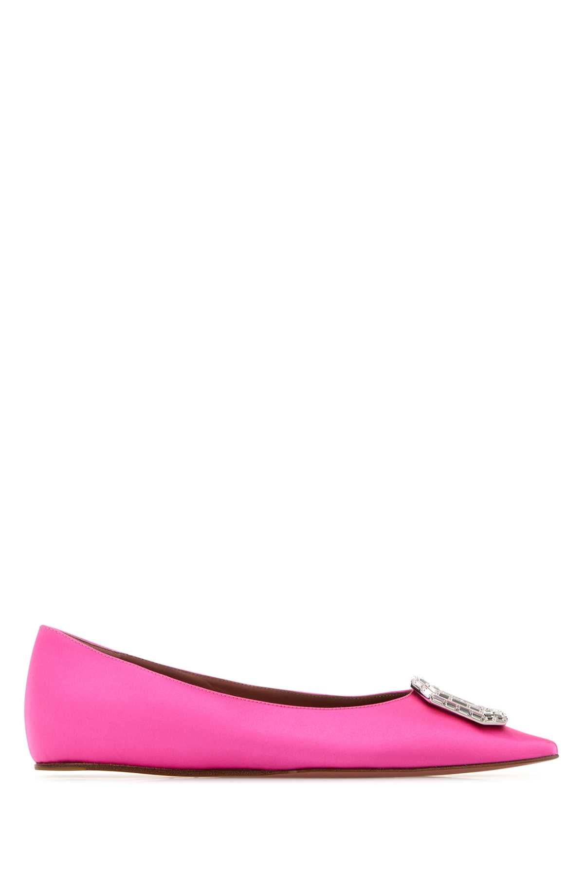Amina Muaddi Women Fuchsia Satin Camelia Ballerinas AMINA MUADDI