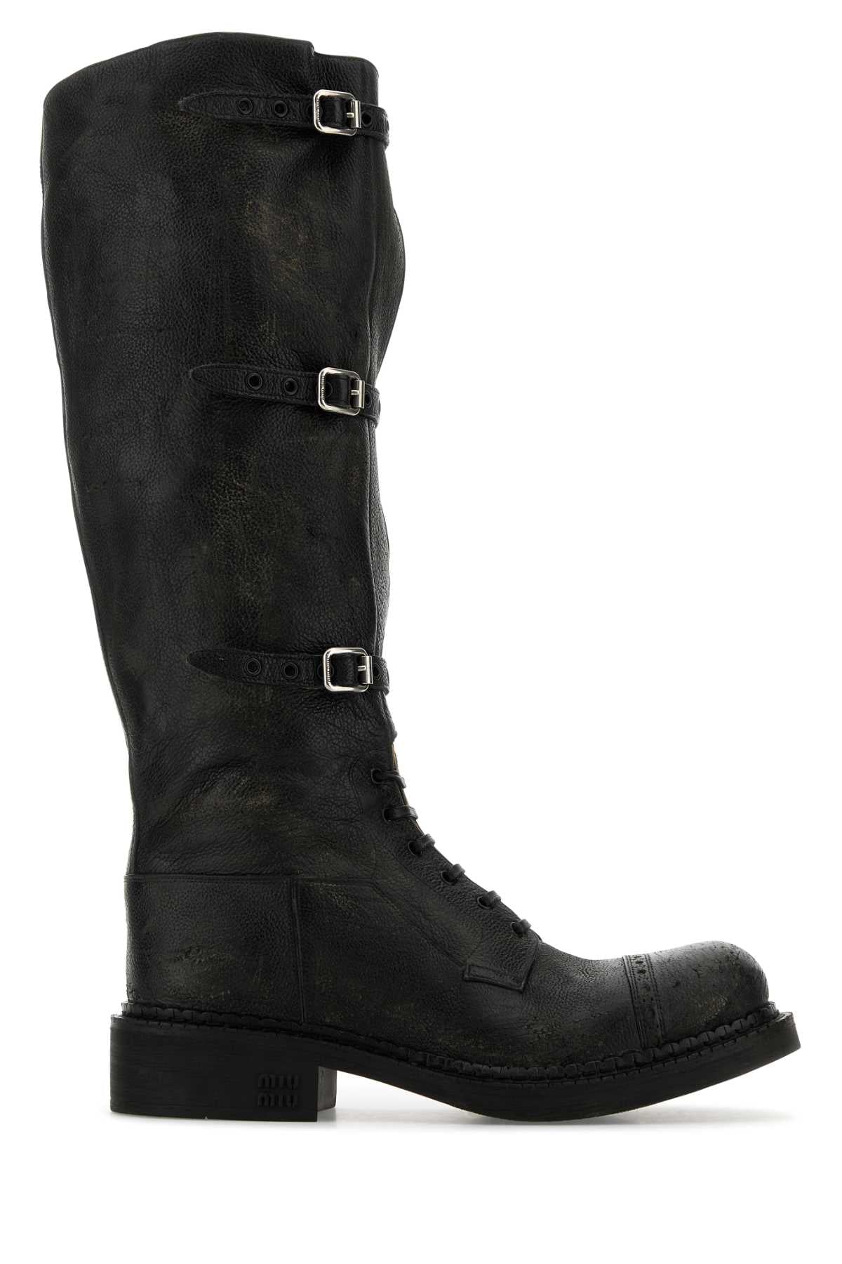 Miu Miu Women Black Leather Boots MIU MIU
