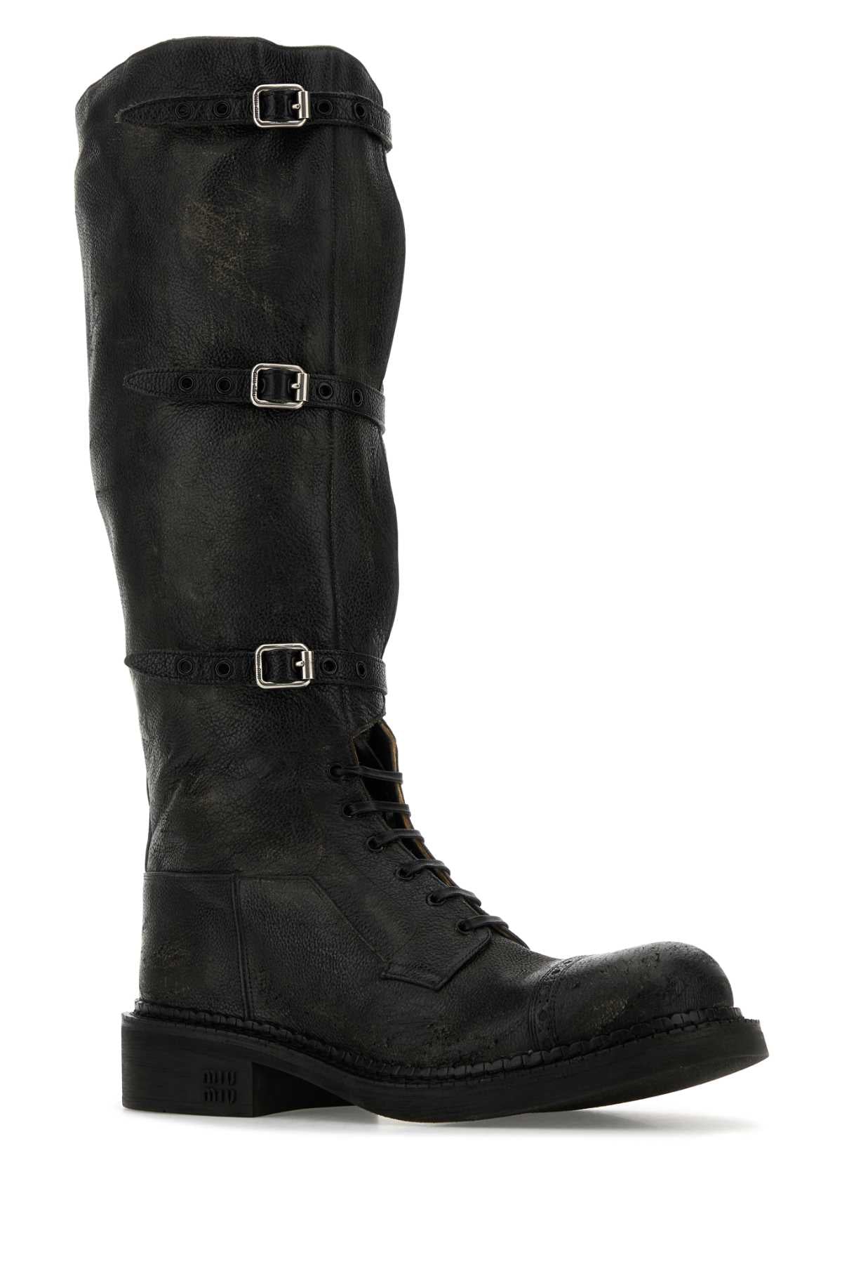 Miu Miu Women Black Leather Boots MIU MIU