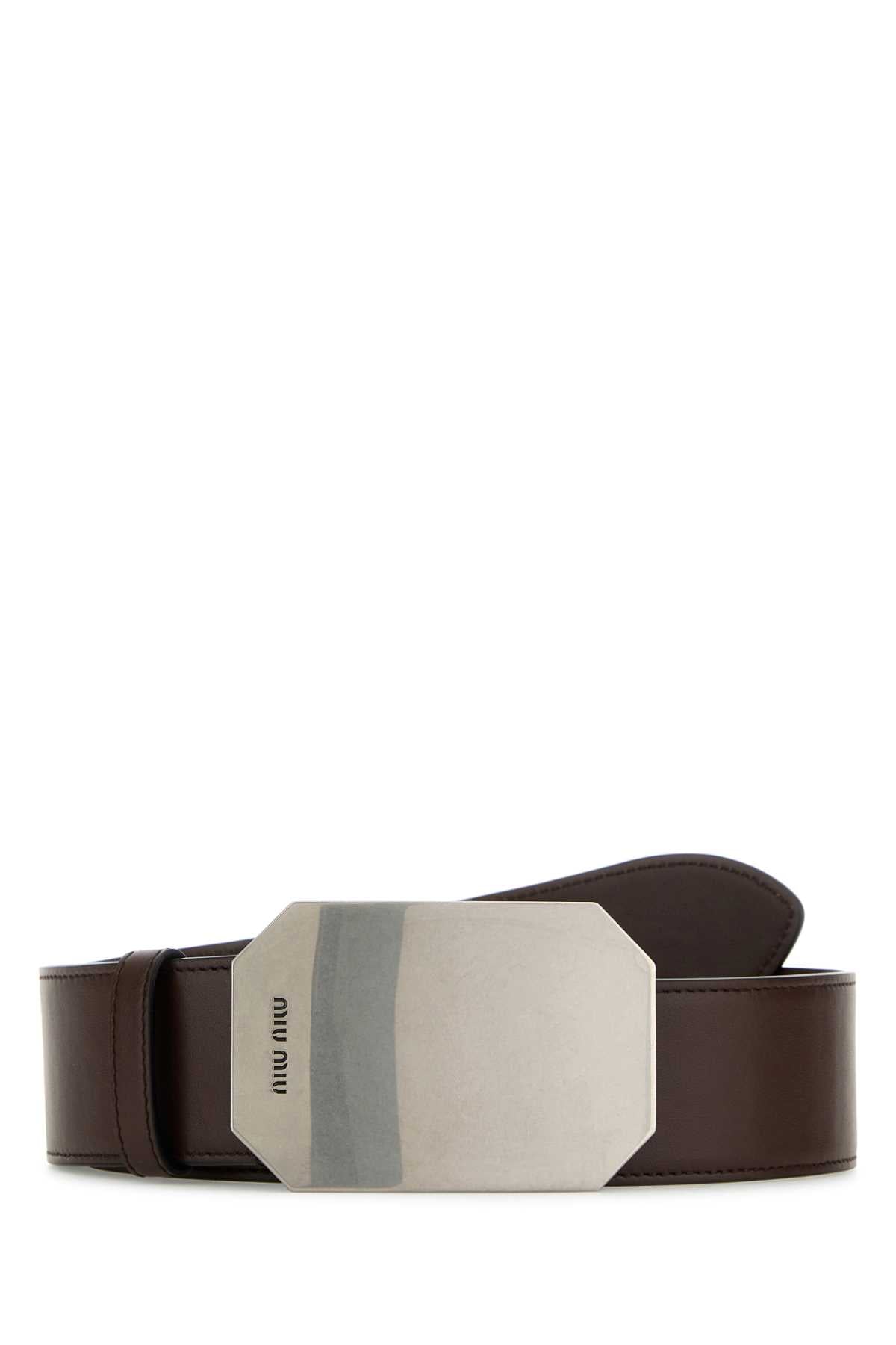 Miu Miu Women Brown Leather Belt MIU MIU