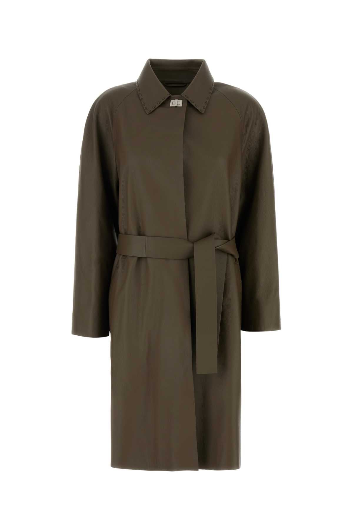 Fendi Women Mud Leather Coat FENDI
