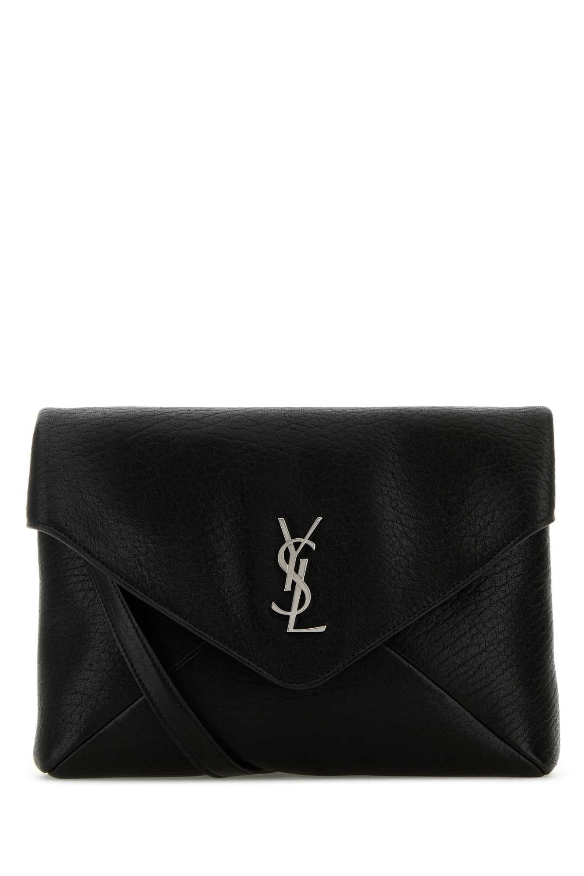 Saint Laurent Men Black Leather Cassandra Clutch SAINT LAURENT