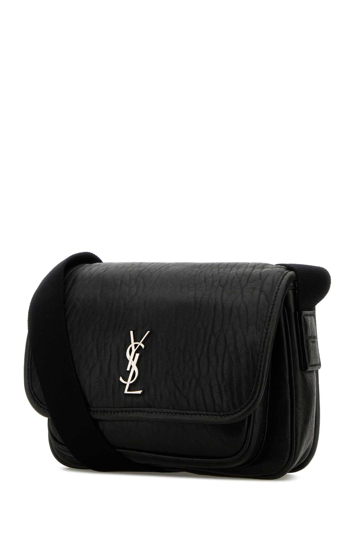Saint Laurent Men Black Leather Small Messenger Crossbody Bag SAINT LAURENT