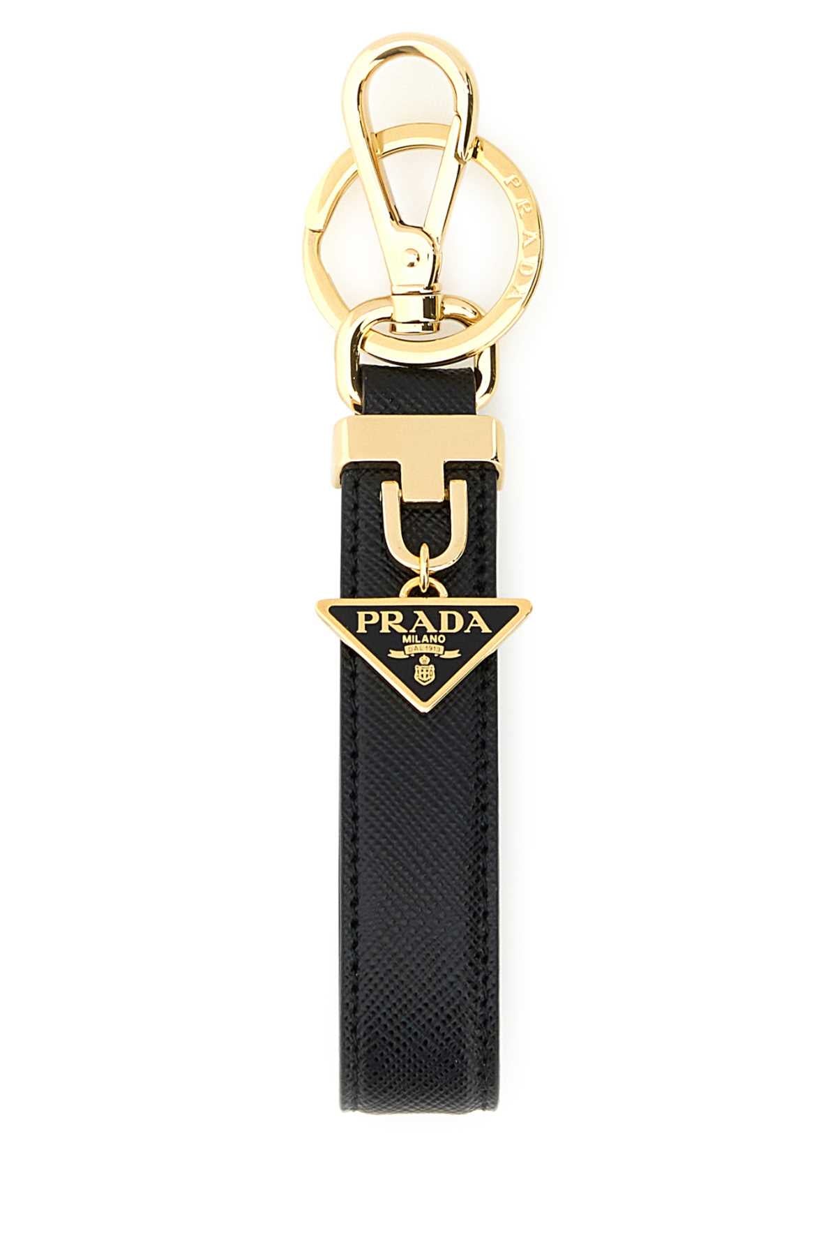 Prada Women Black Leather Key Ring PRADA