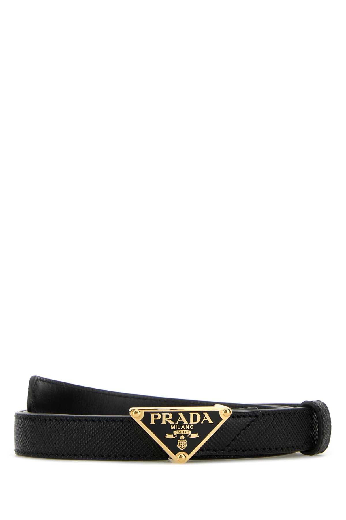 Prada Women Black Leather Belt PRADA