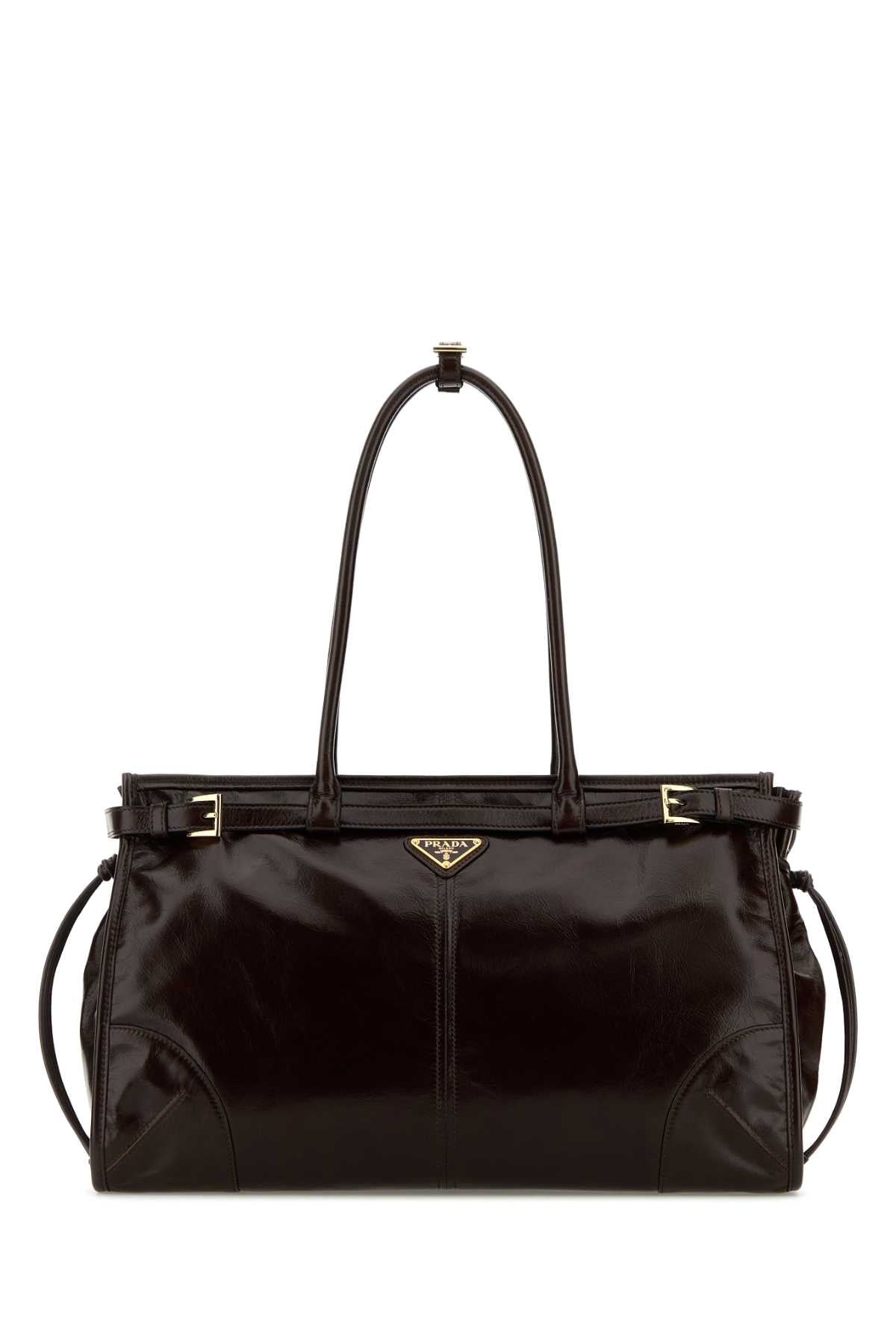 Prada Women Dark Brown Leather Shoulder Bag PRADA