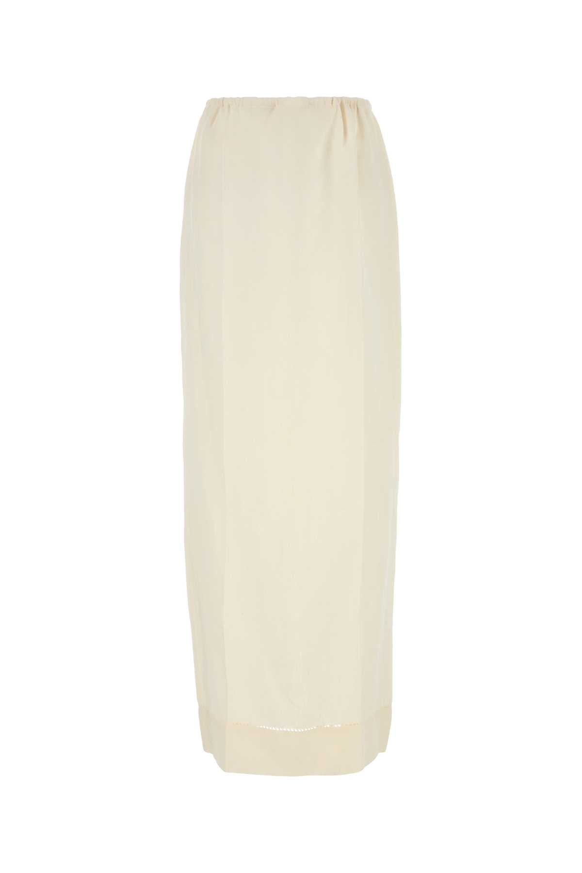 Prada Women Ivory Linen Skirt PRADA