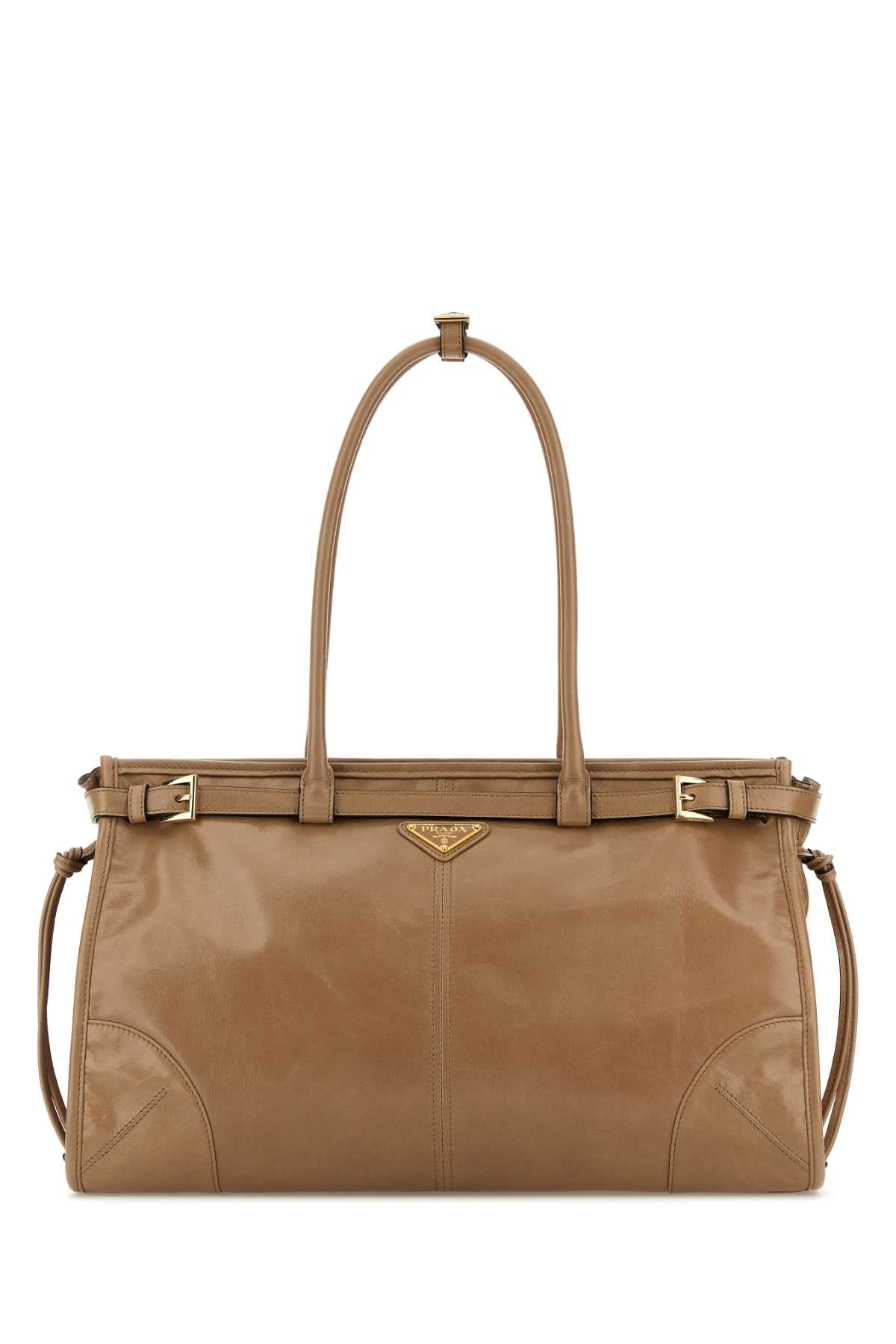 Prada Women Cappuccino Leather Shoulder Bag PRADA