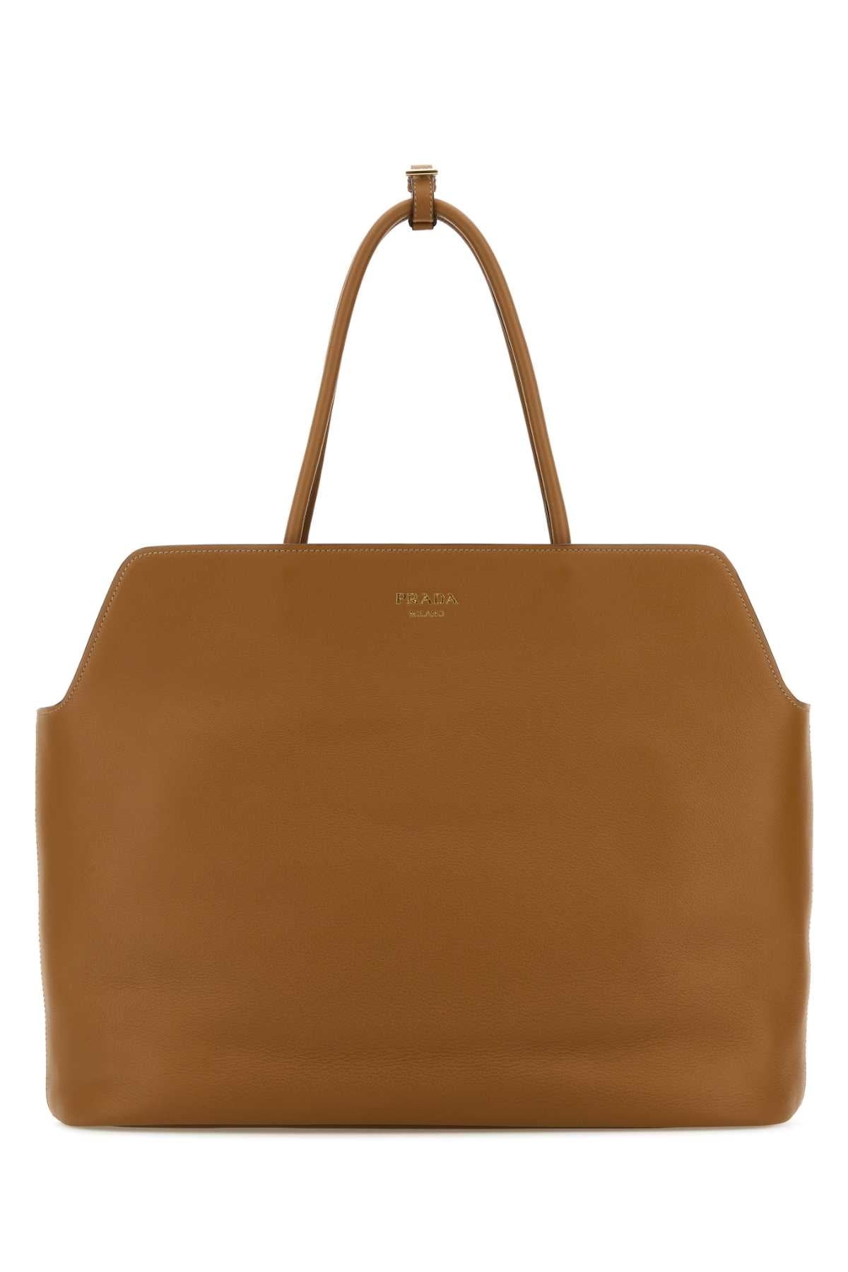 Prada Women Caramel Leather Shopping Bag PRADA