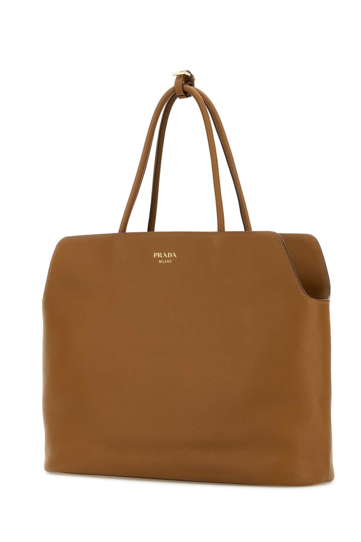 Prada Women Caramel Leather Shopping Bag PRADA