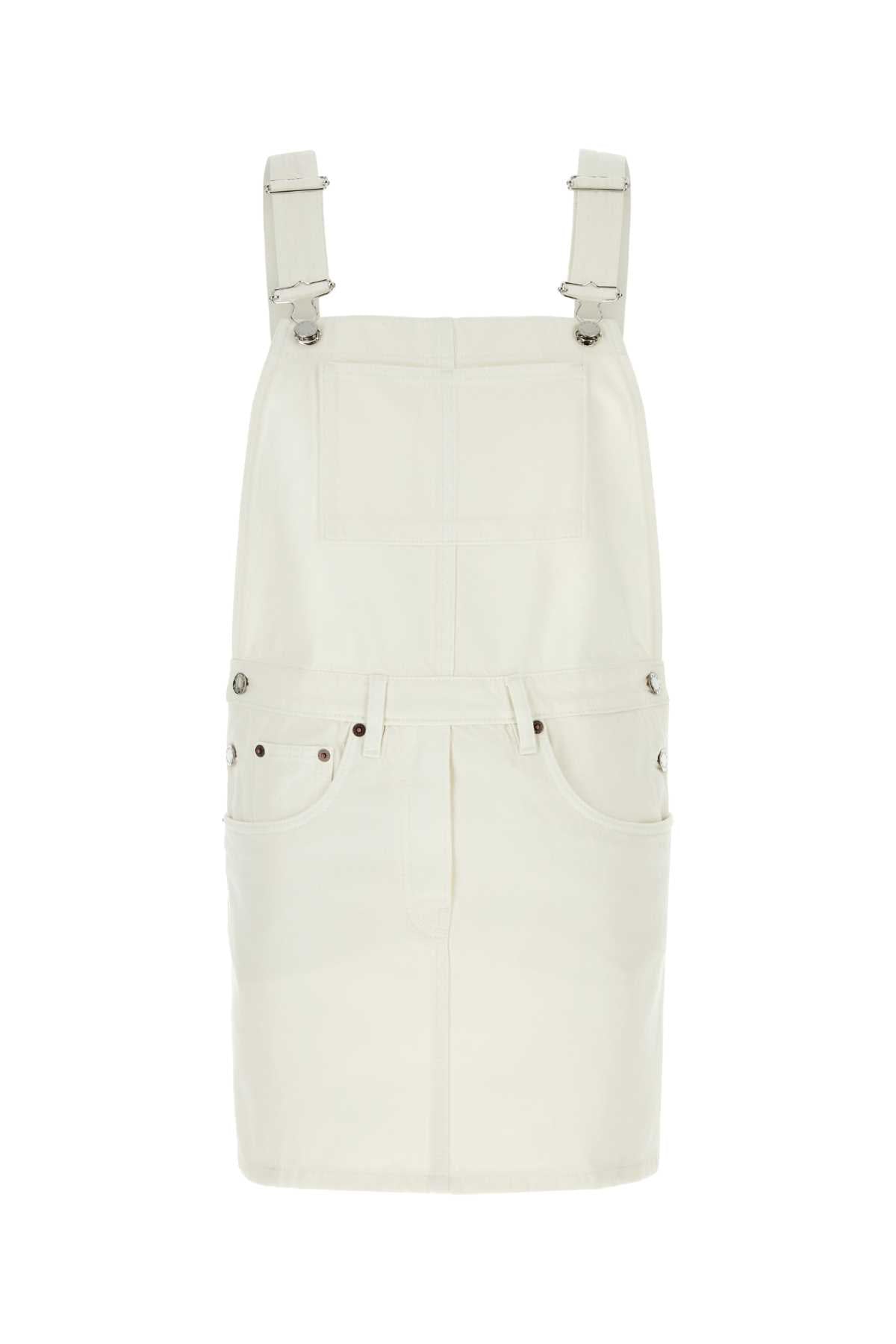 Prada Women White Denim Dungarees Dress PRADA