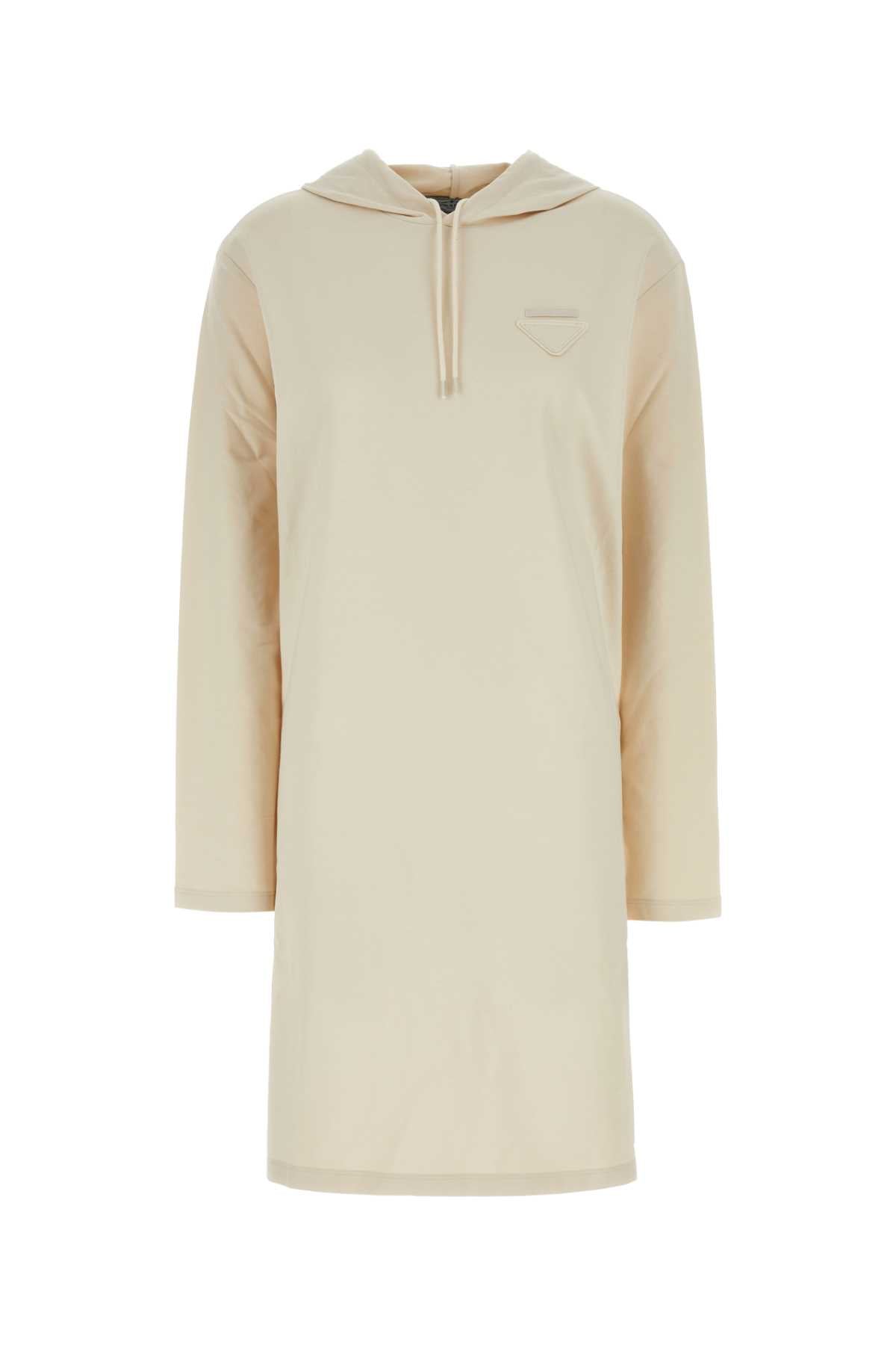 Prada Women Cream Stretch Cotton Sweatshirt Dress PRADA