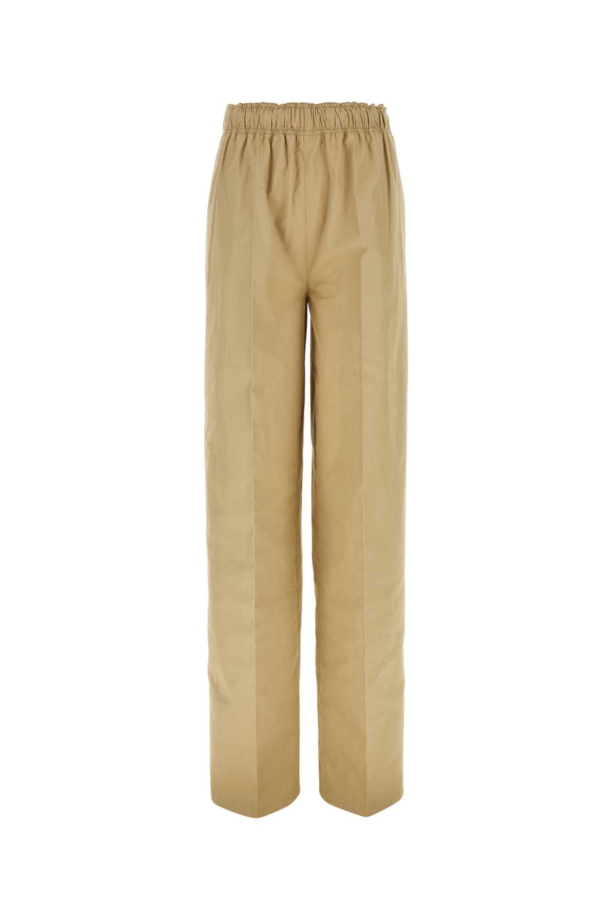 Prada Women Beige Cotton Wide-Leg Pant PRADA