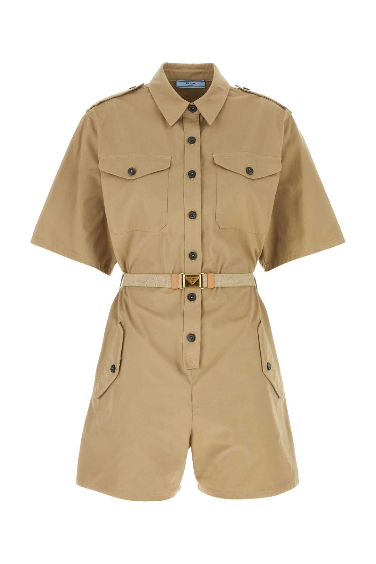 Prada Women Khaki Cotton Jumpsuit PRADA