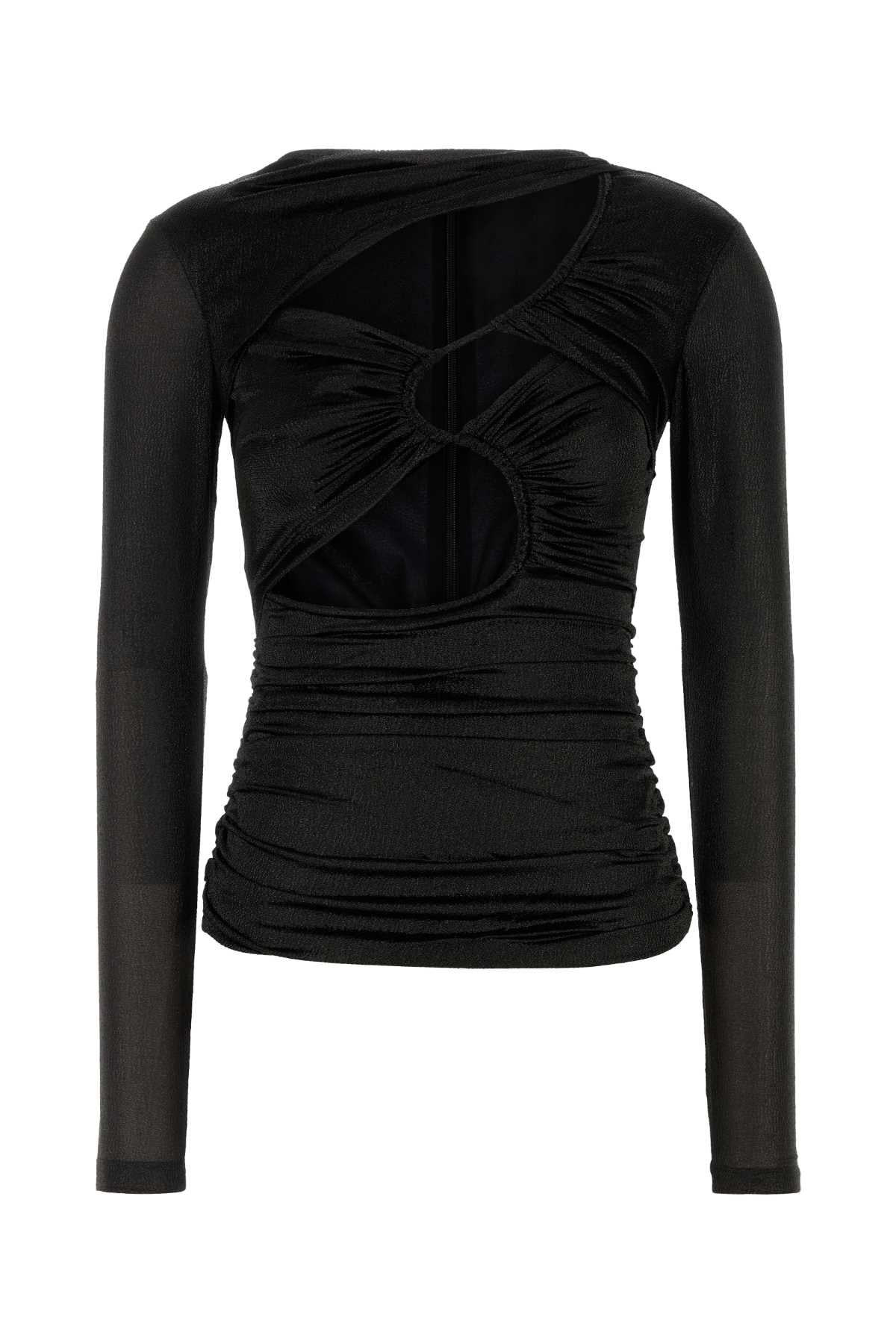 Isabel Marant Women Black Stretch Silk Blend Rose Top