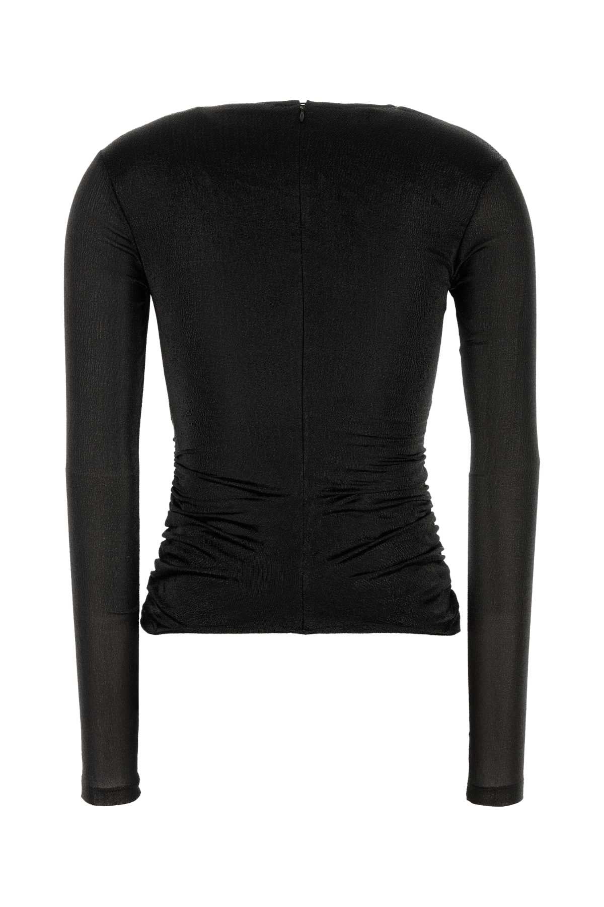 Isabel Marant Women Black Stretch Silk Blend Rose Top