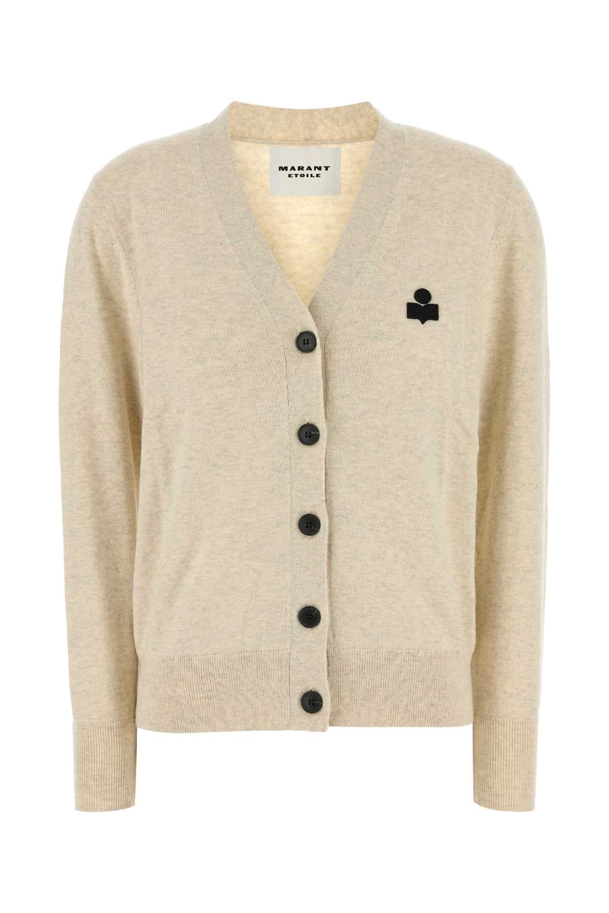 Isabel Marant Etoile Women Melange Cream Cotton Blend Karina Cardigan