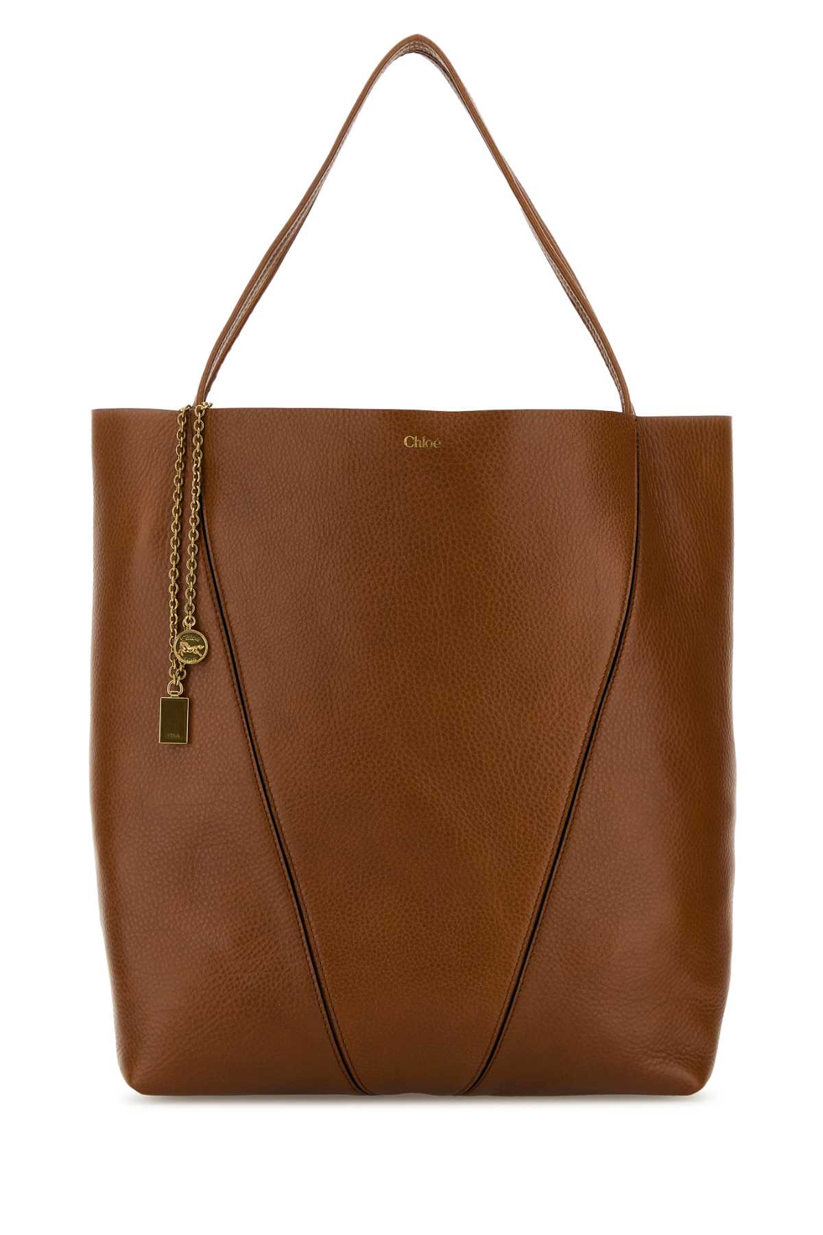 Chloe Women Caramel Leather Large Spin Shopping Bag CHLOE