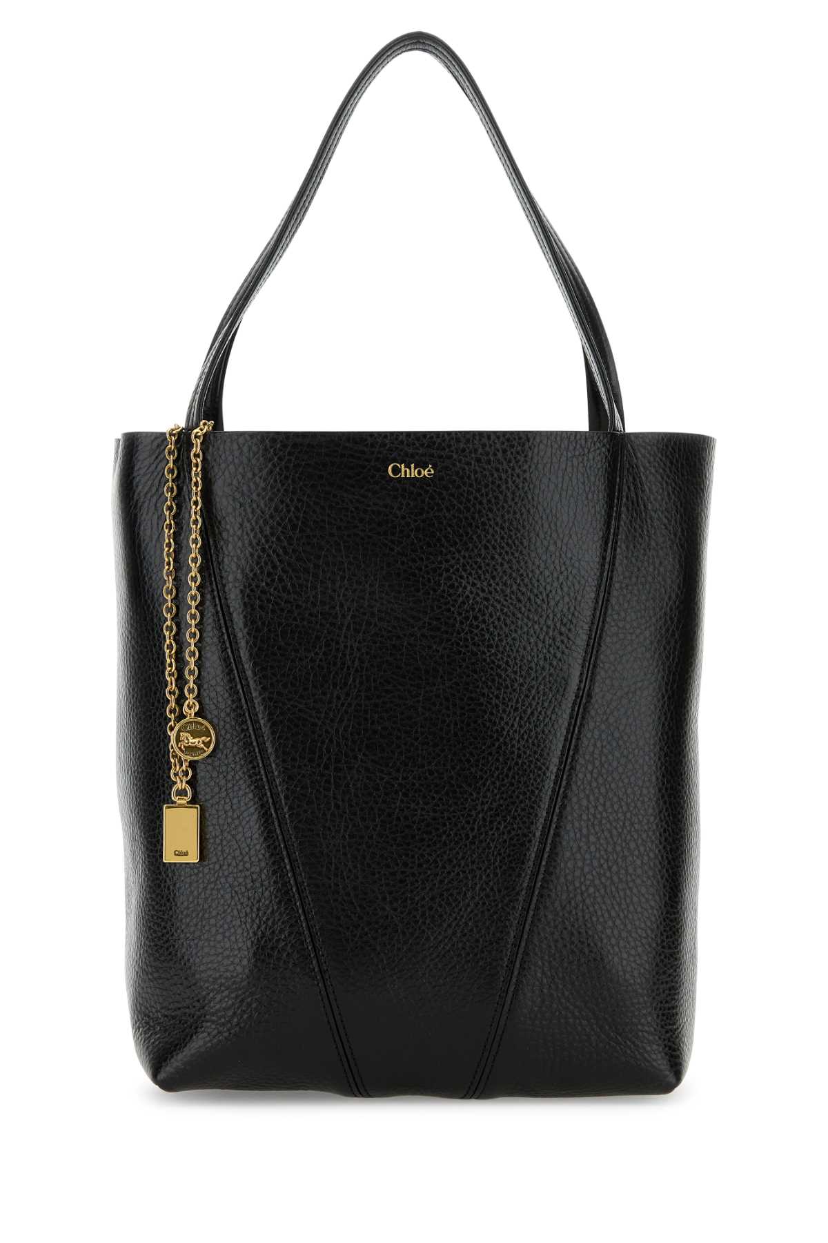 Chloe Women Black Leather Spin Shopping Bag CHLOE