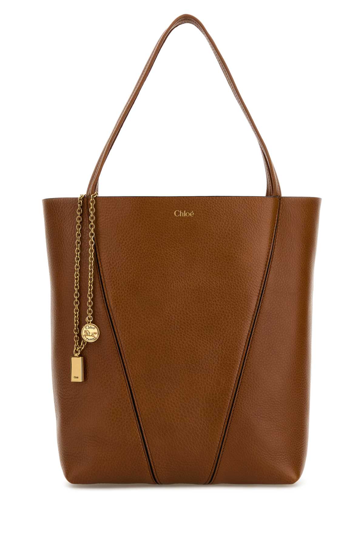 Chloe Women Caramel Leather Spin Shopping Bag CHLOE