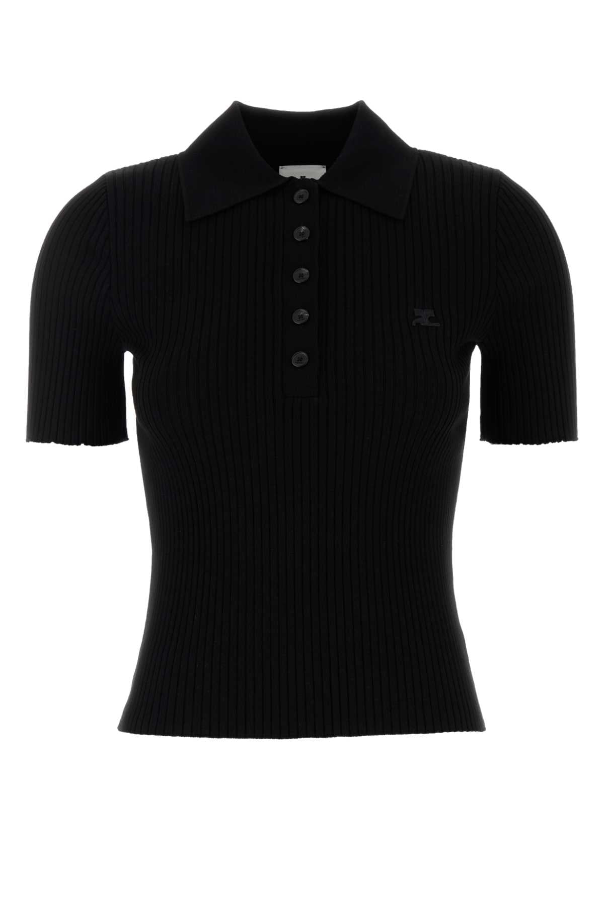 Courreges Women Black Viscose Blend Polo Shirt COURREGES