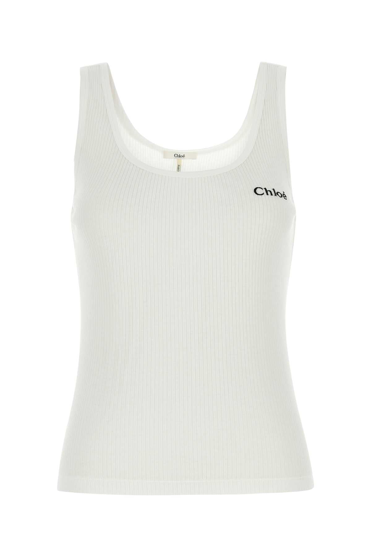 Chloe Women White Cotton Tank Top CHLOE