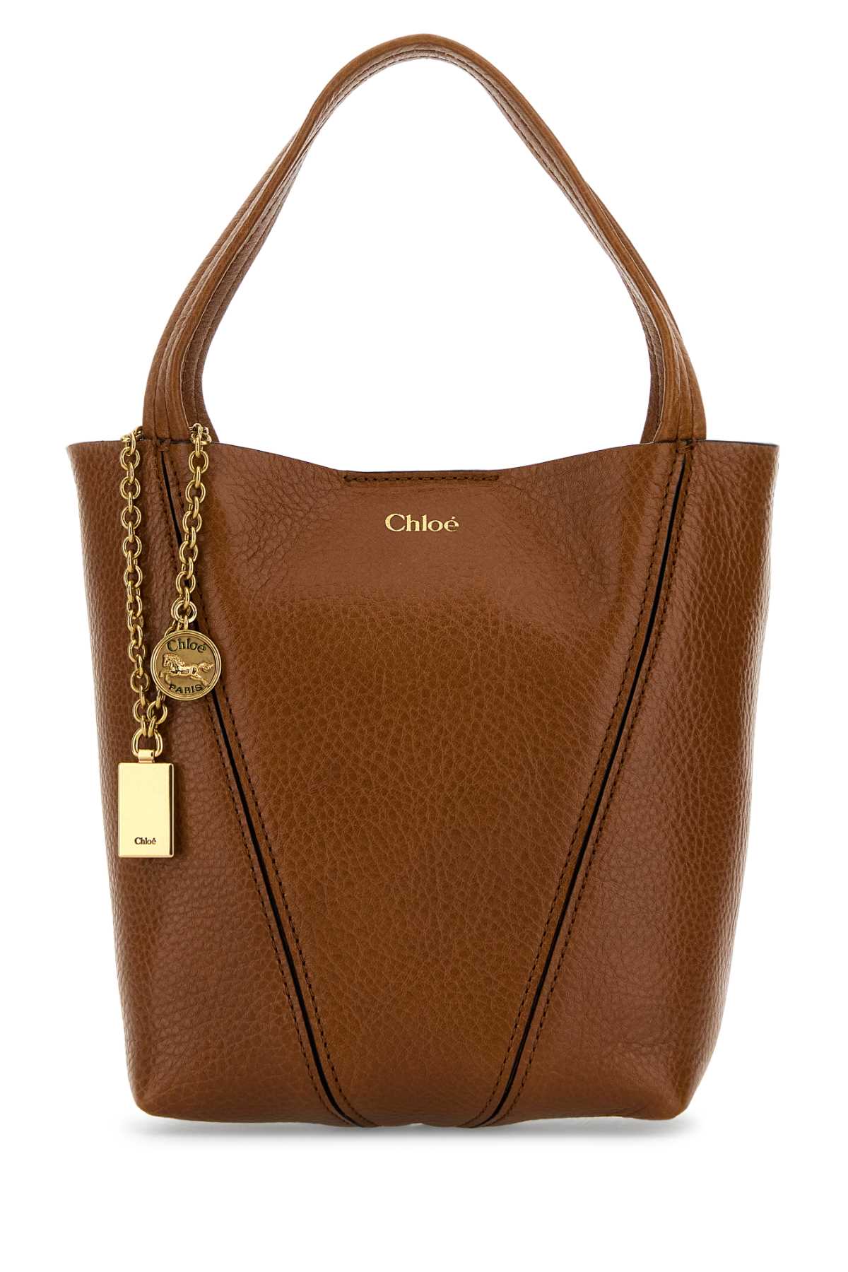 Chloe Women Caramel Leather Small Spin Shopping Bag CHLOE