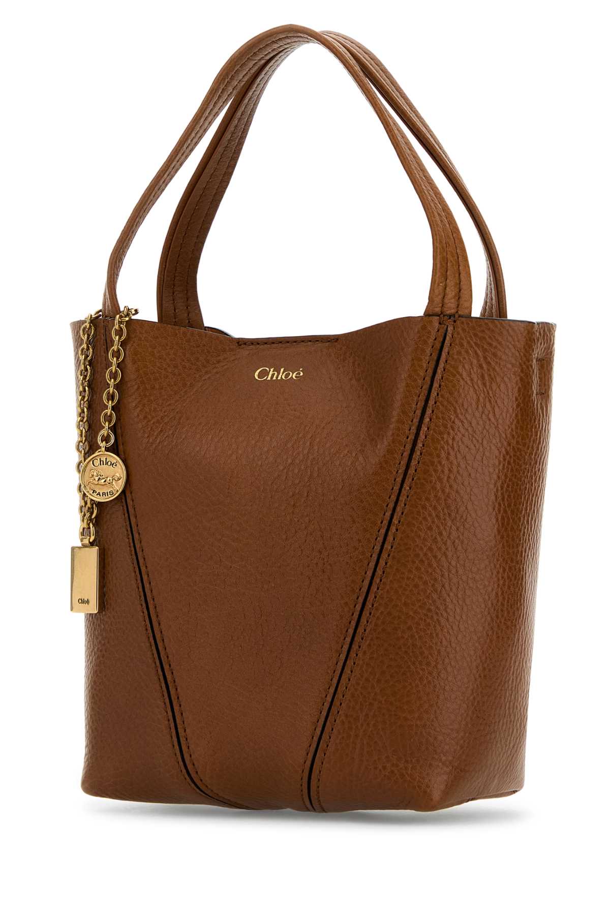 Chloe Women Caramel Leather Small Spin Shopping Bag CHLOE