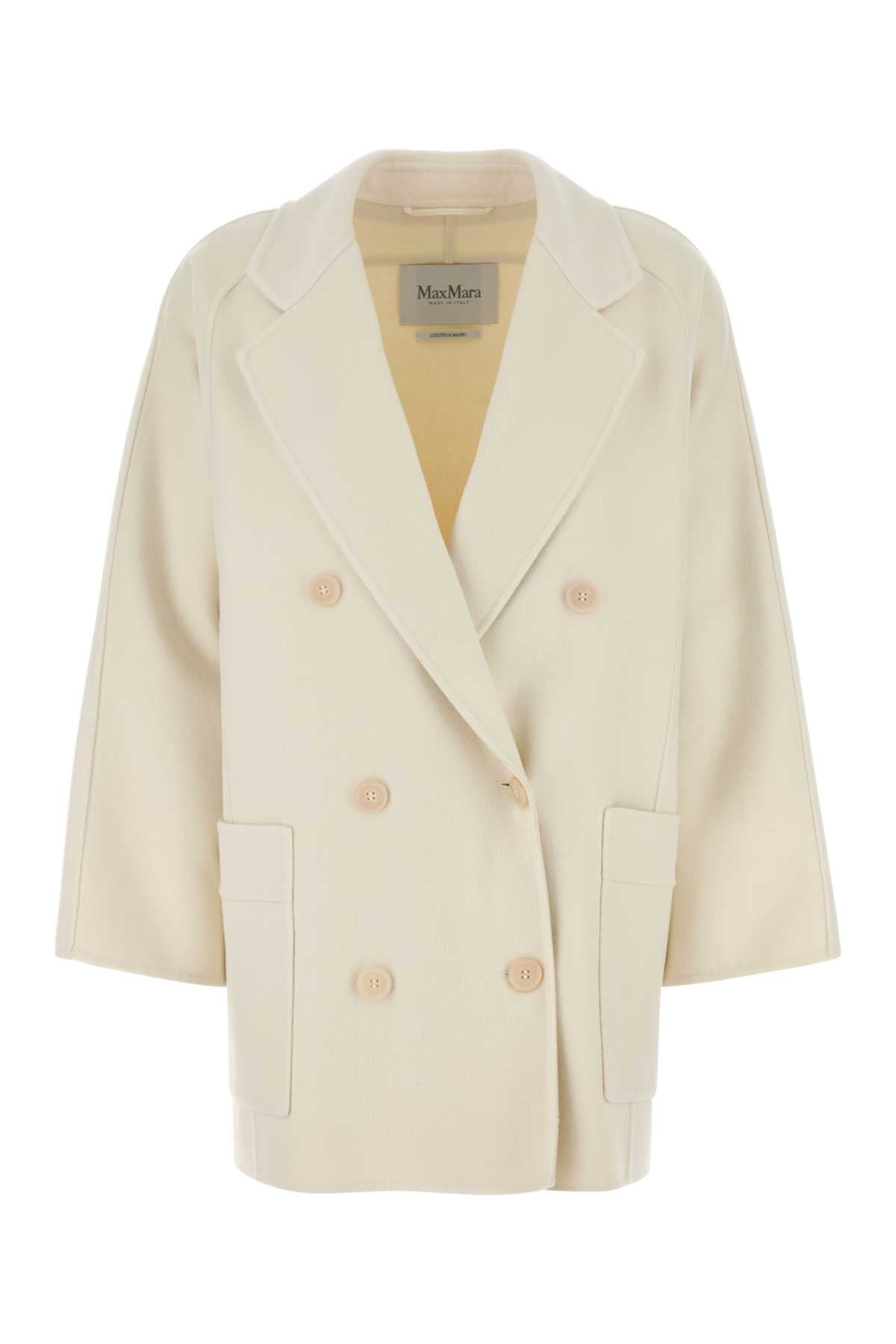 Max Mara Women Ivory Wool Blend Orma Coat MAX MARA