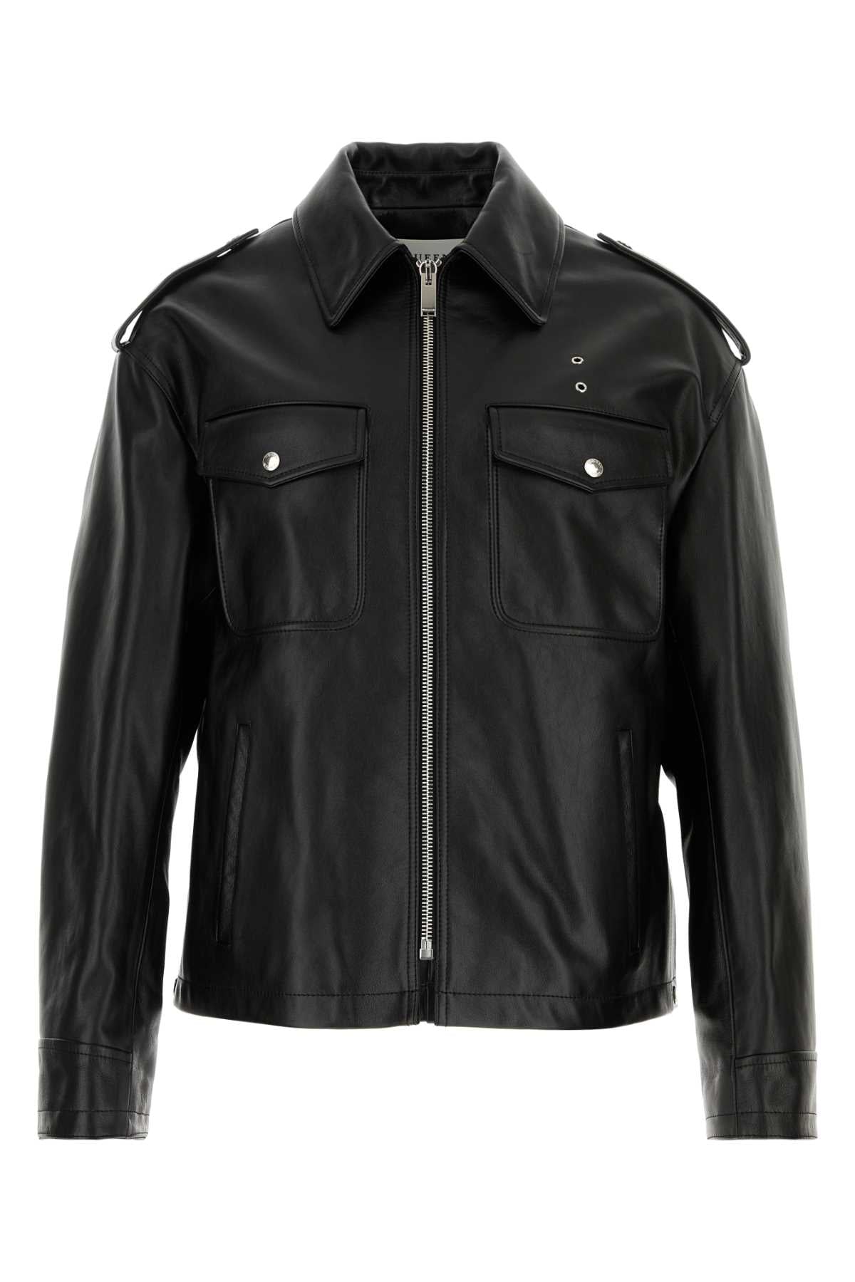Alexander Mcqueen Men Black Leather Jacket ALEXANDER MCQUEEN