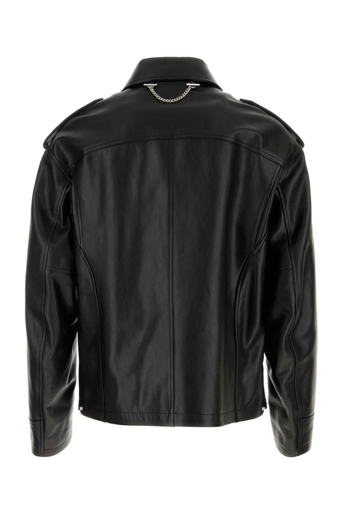 Alexander Mcqueen Men Black Leather Jacket ALEXANDER MCQUEEN