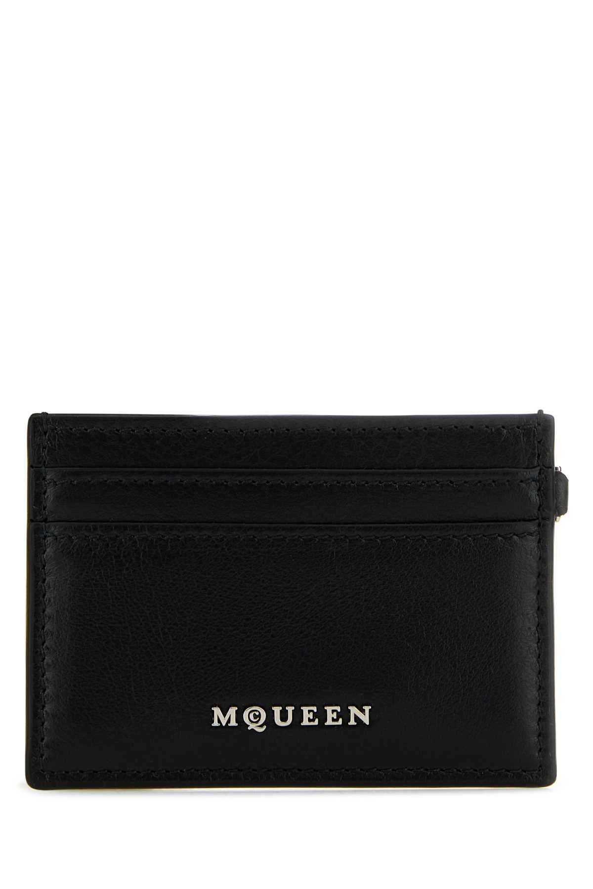 Alexander Mcqueen Women Black Leather Sling Card Holder ALEXANDER MCQUEEN