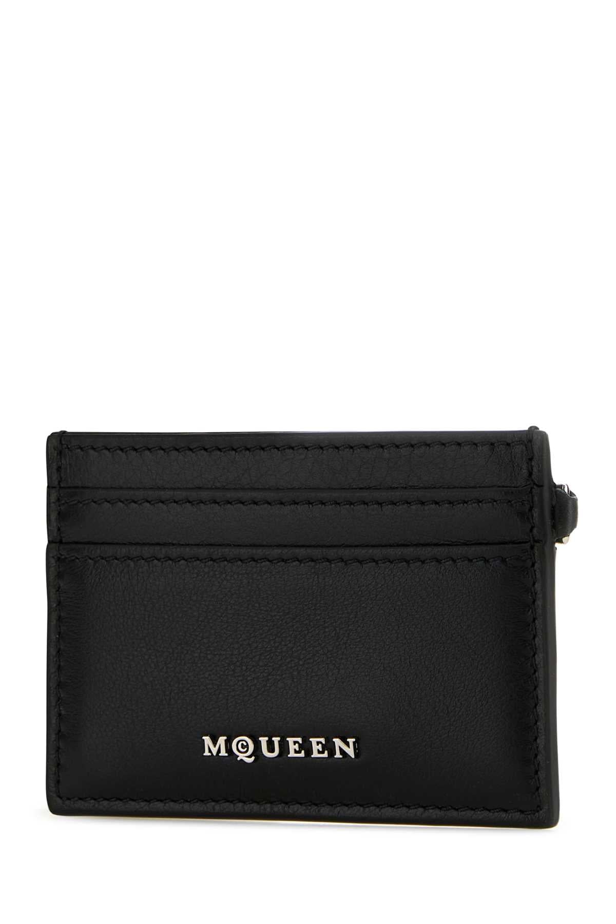 Alexander Mcqueen Women Black Leather Sling Card Holder ALEXANDER MCQUEEN