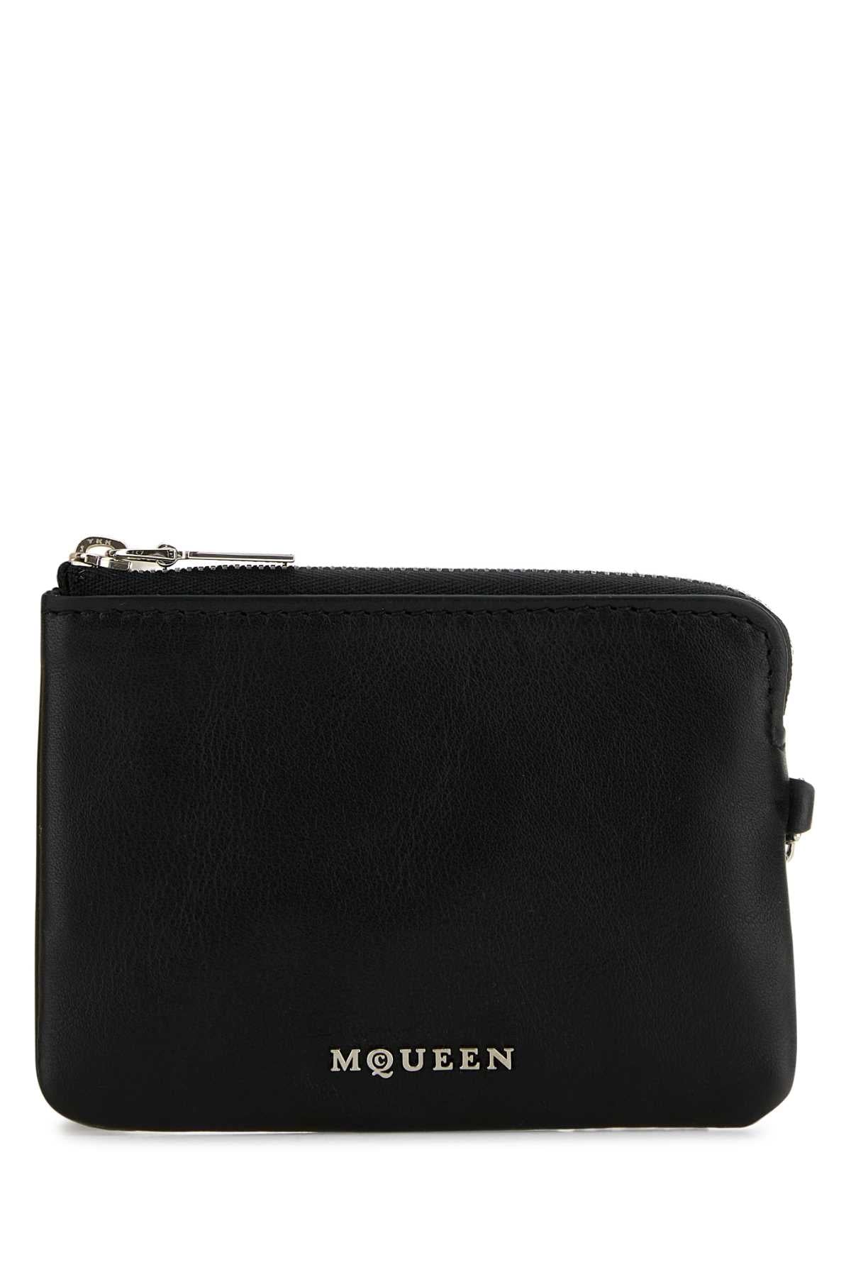 Alexander Mcqueen Women Black Leather Sling Card Holder ALEXANDER MCQUEEN