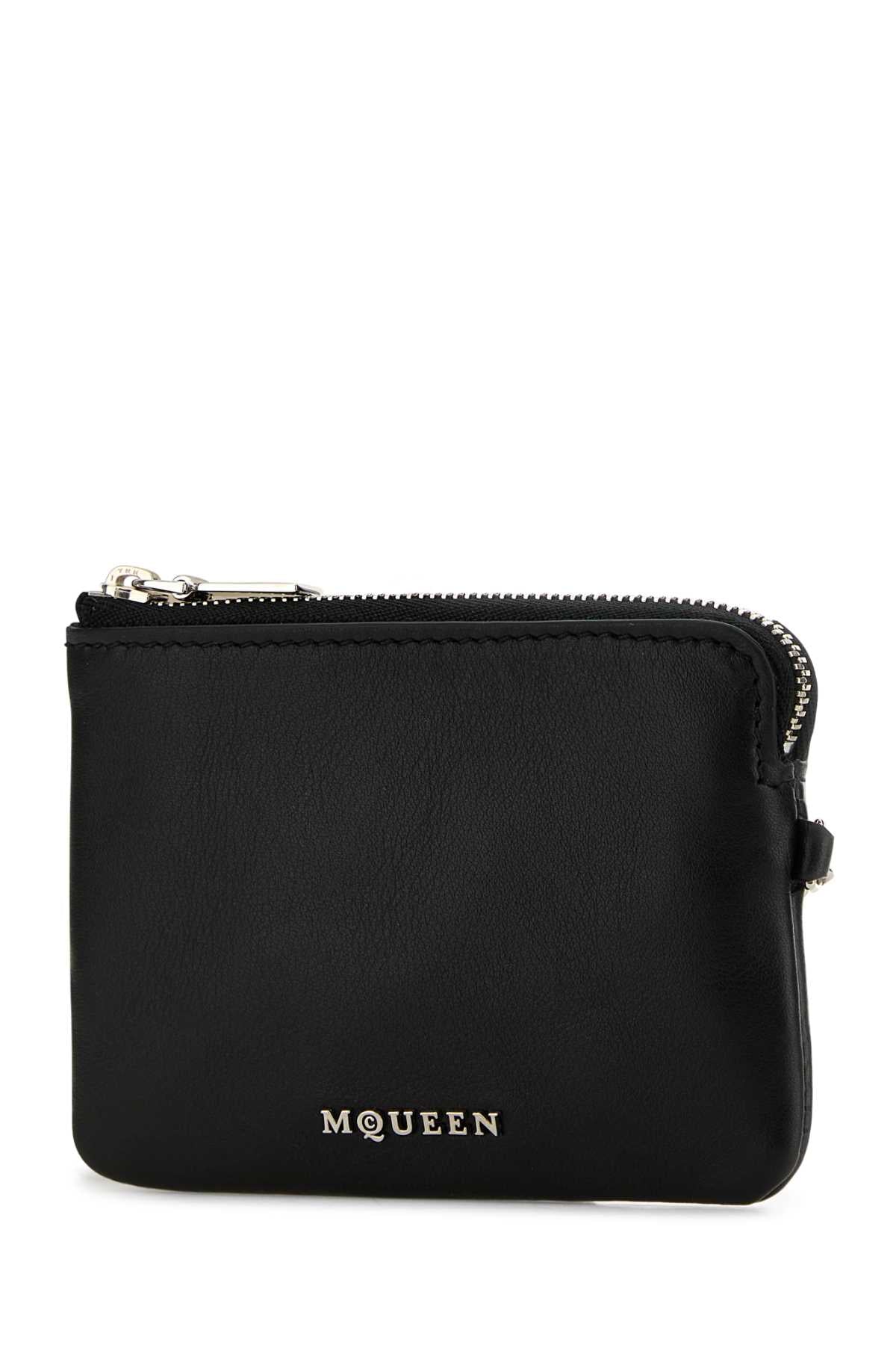 Alexander Mcqueen Women Black Leather Sling Card Holder ALEXANDER MCQUEEN