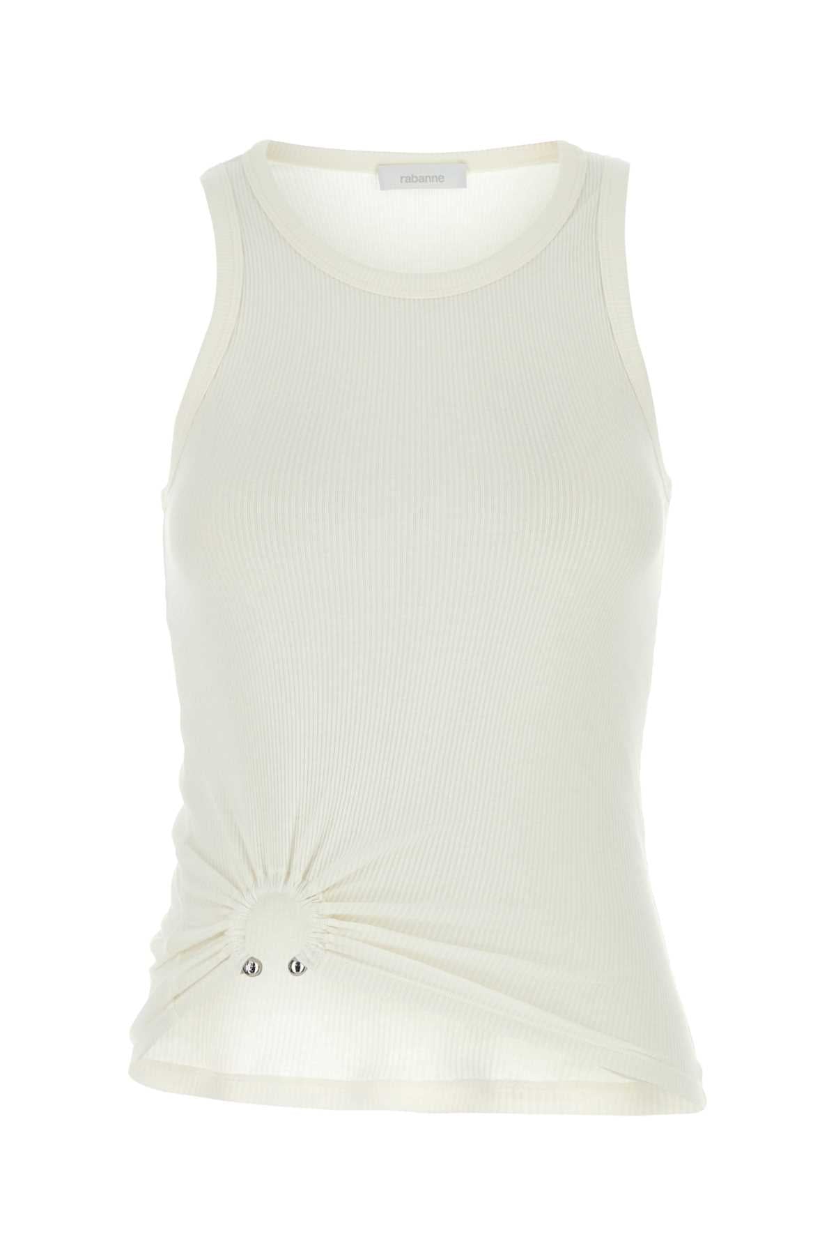 Rabanne Women White Stretch Cotton Tank Top PACO RABANNE