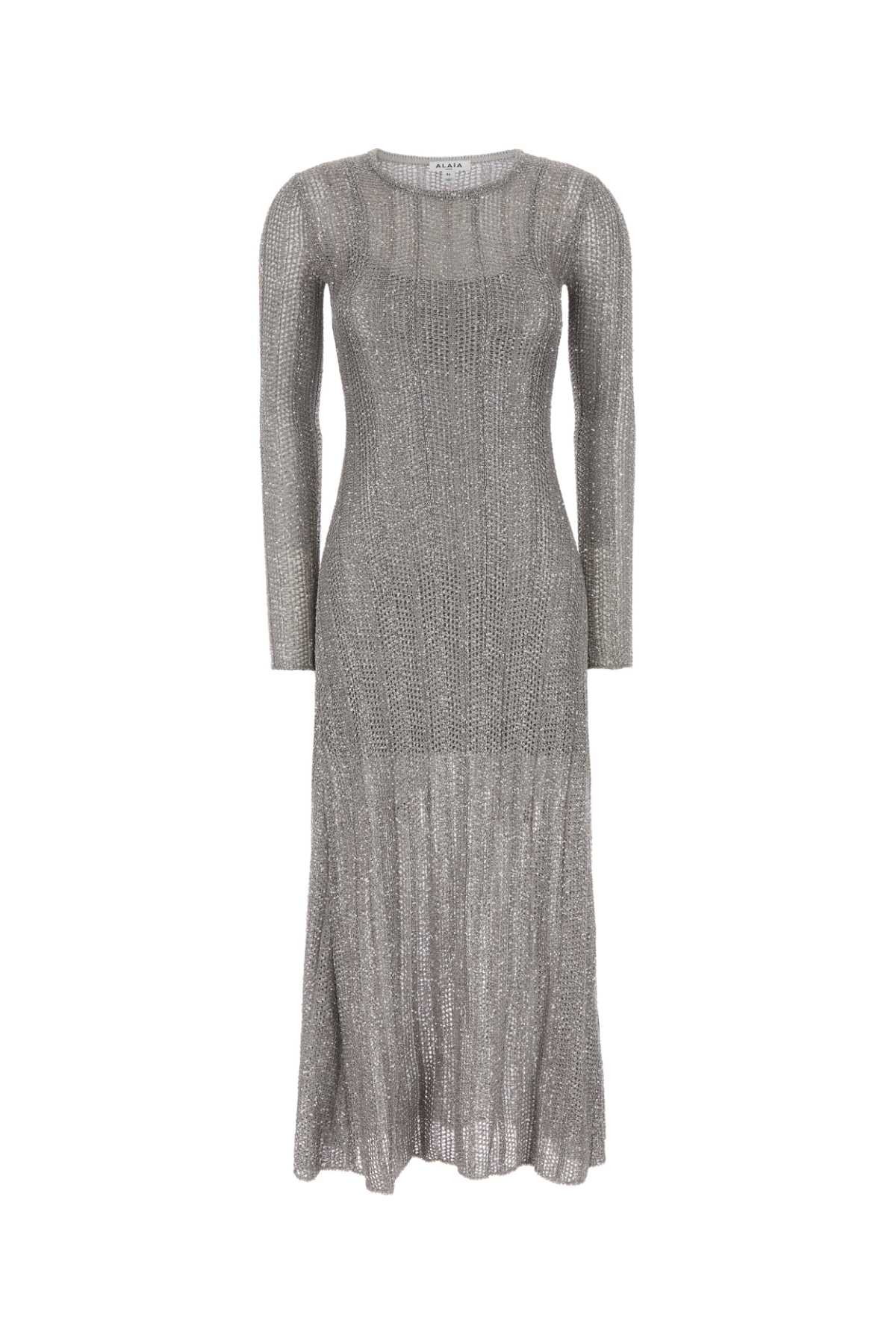 Alaia Women Silver Crochet Dress ALAIA