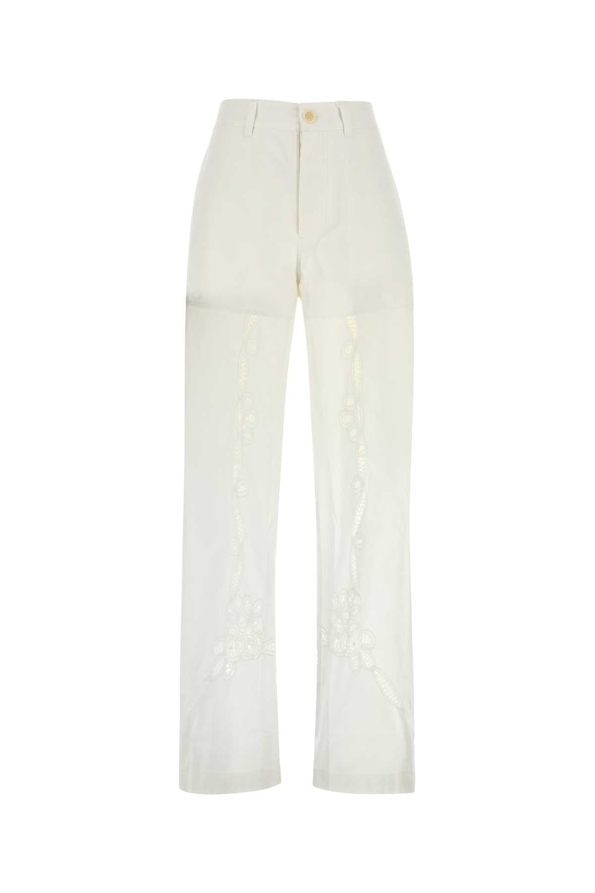 Marine Serre Women White Cotton Pant MARINE SERRE