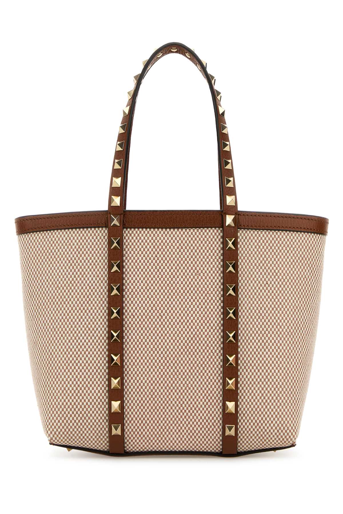 Valentino Garavani Women Two-Tone Canvas Medium Rockstud Handbag VALENTINO GARAVANI
