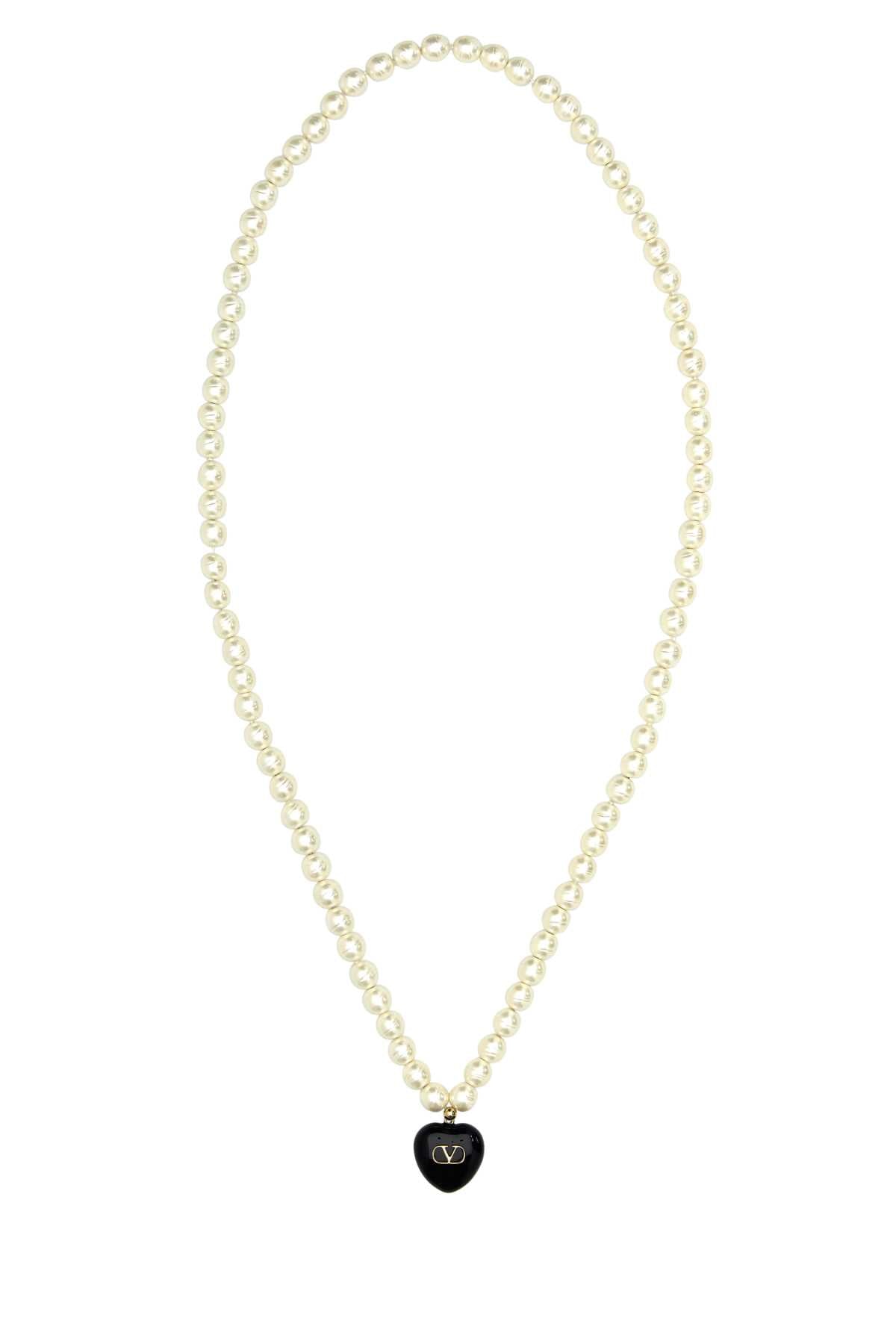 Valentino Garavani Women Ivory Pearls Coeur Royal Necklace VALENTINO GARAVANI