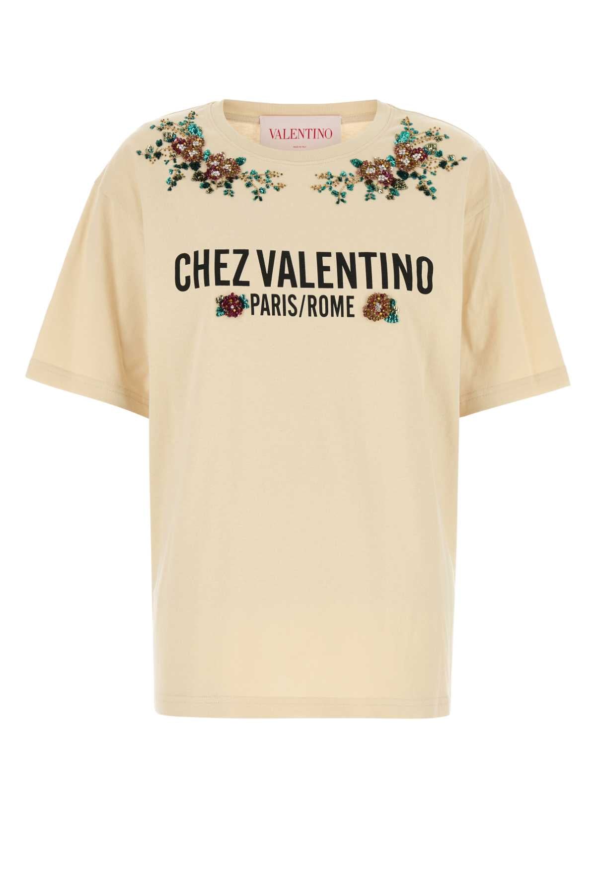 Valentino Garavani Women Cream Cotton T-Shirt VALENTINO GARAVANI